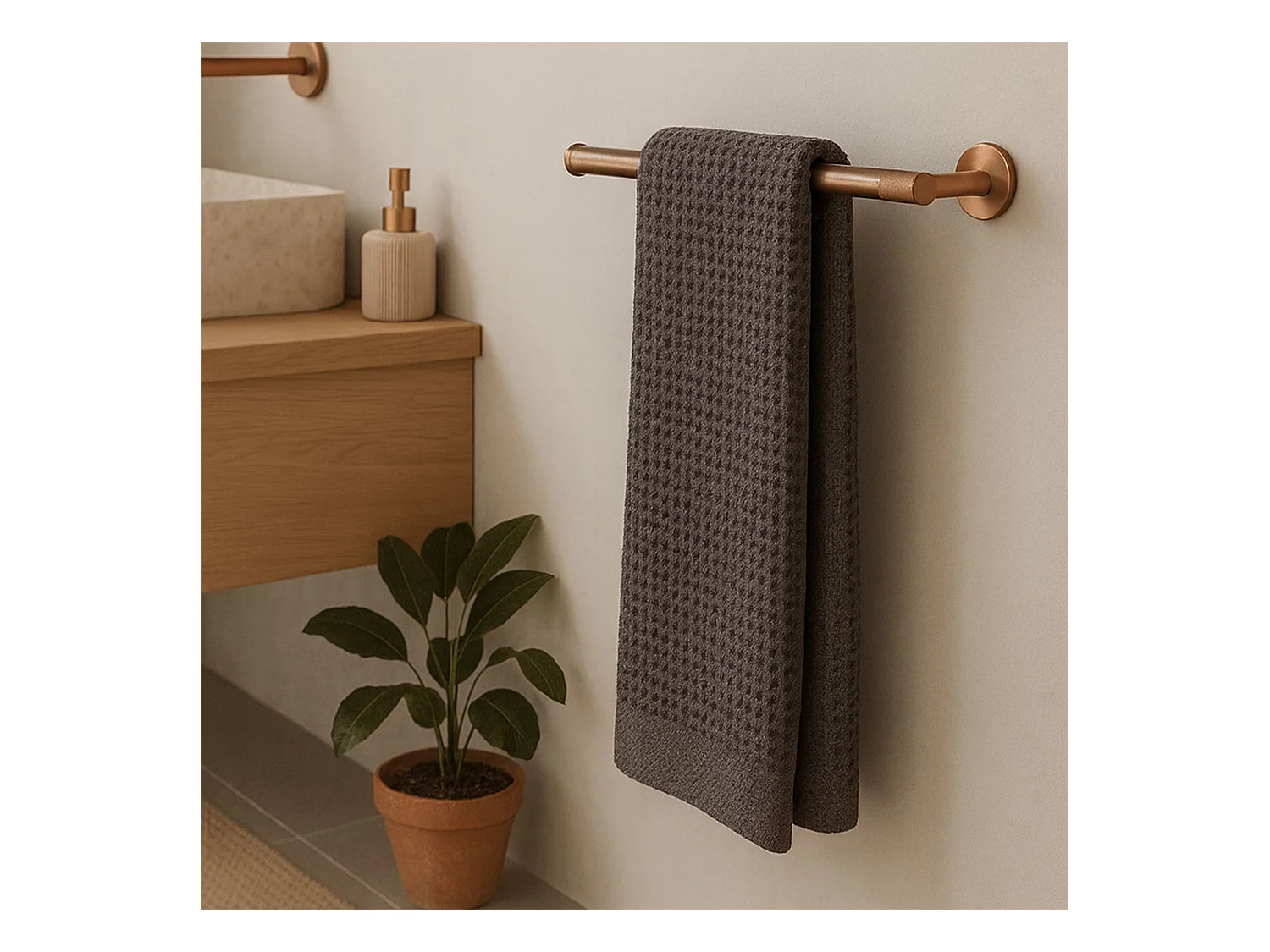 Badkamerhanger Rea 6610a Modern Brush Copper