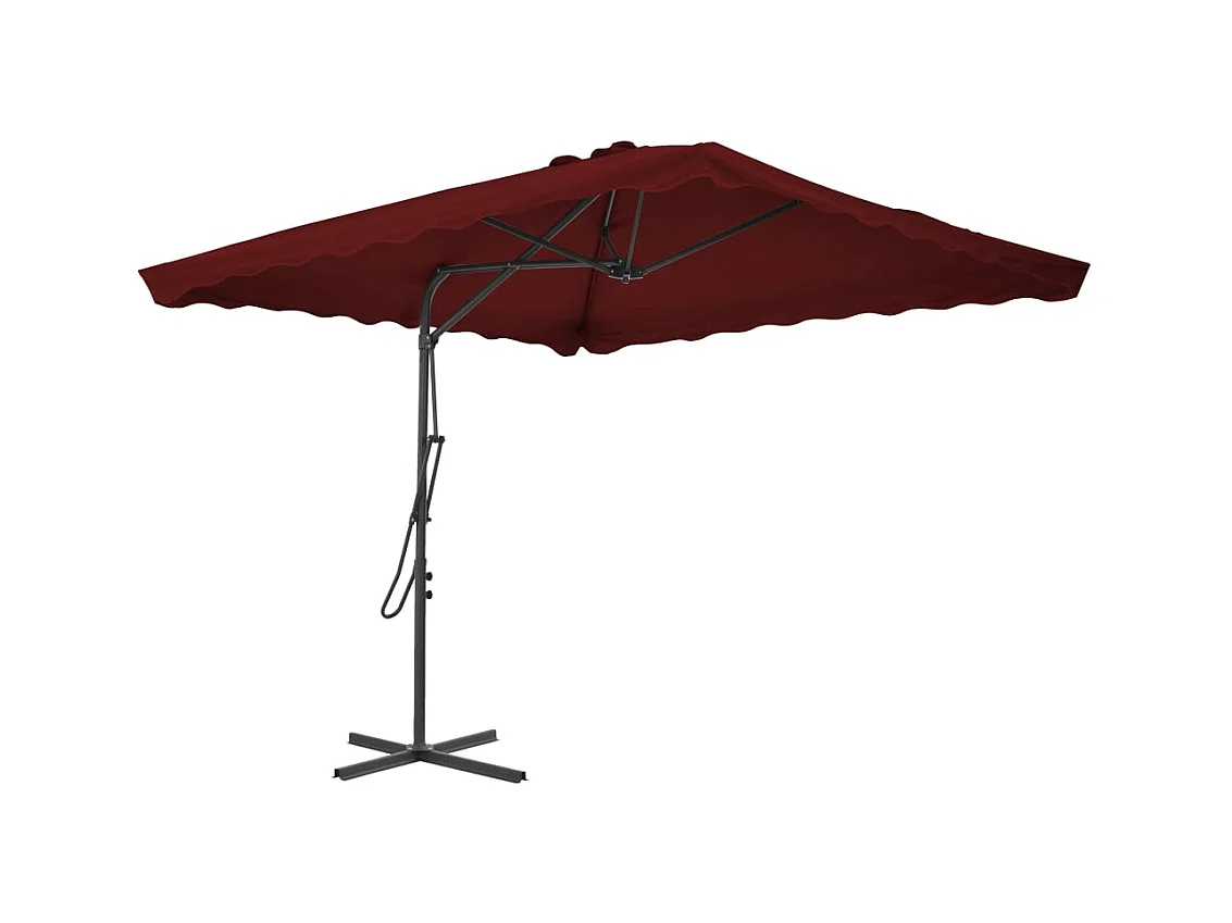 Lenard  Parasol de jardin et mât en acier rouge bordeaux 250x250x230 cm