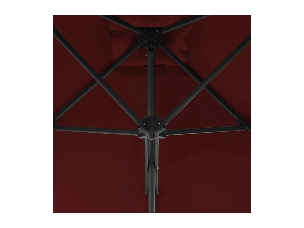 Lenard  Parasol de jardin et mât en acier rouge bordeaux 250x250x230 cm
