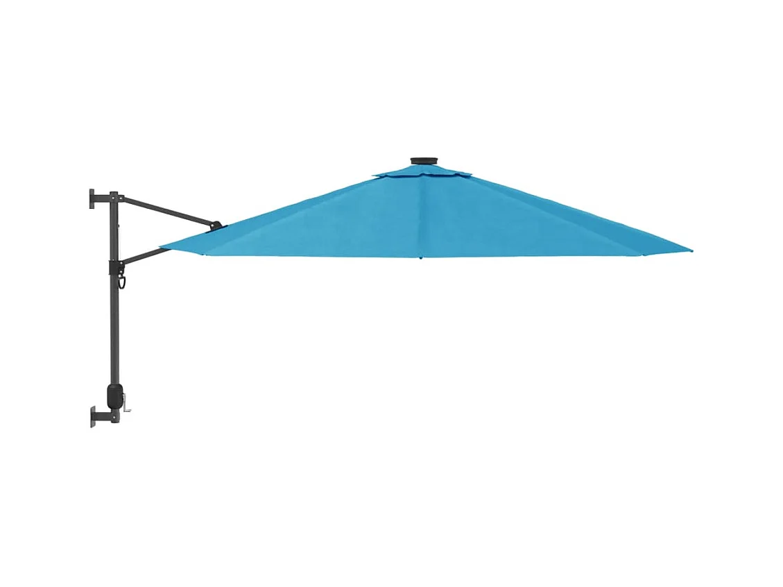 Jorikur  Parasol mural avec LED bleu mer 290 cm