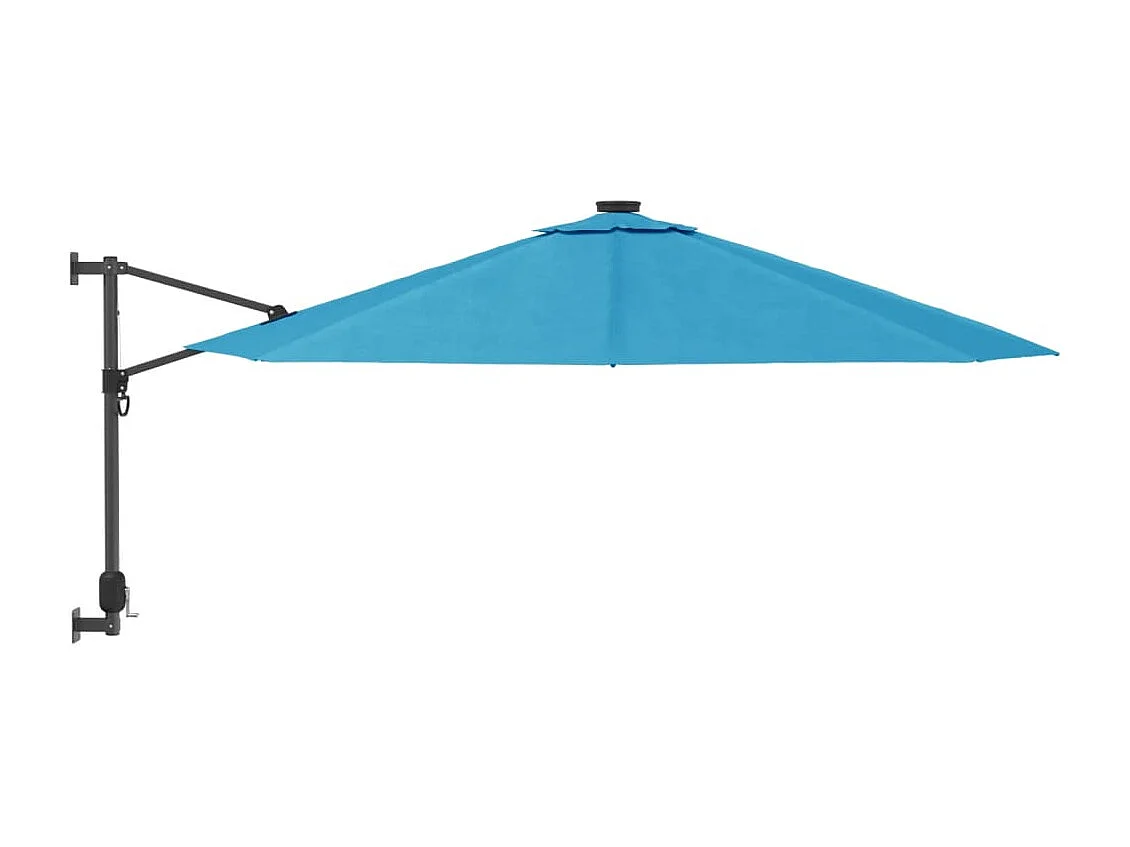 Jorikur  Parasol mural avec LED bleu mer 290 cm