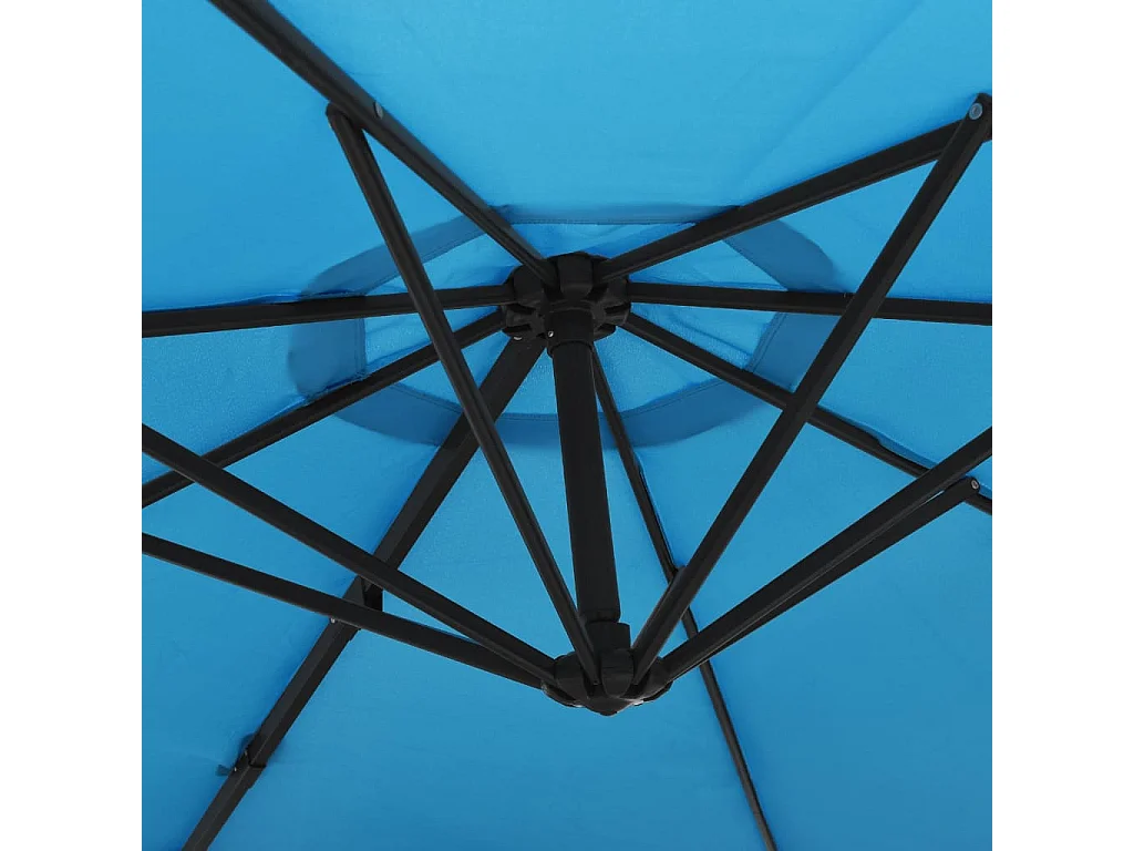 Jorikur  Parasol mural avec LED bleu mer 290 cm