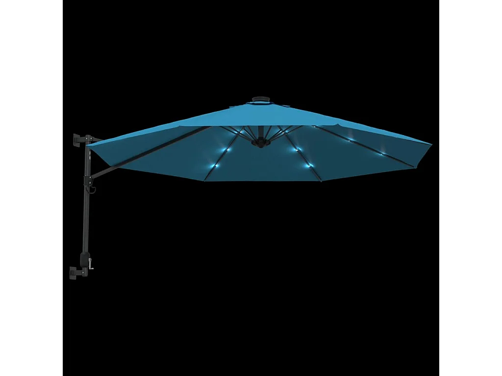 Jorikur  Parasol mural avec LED bleu mer 290 cm
