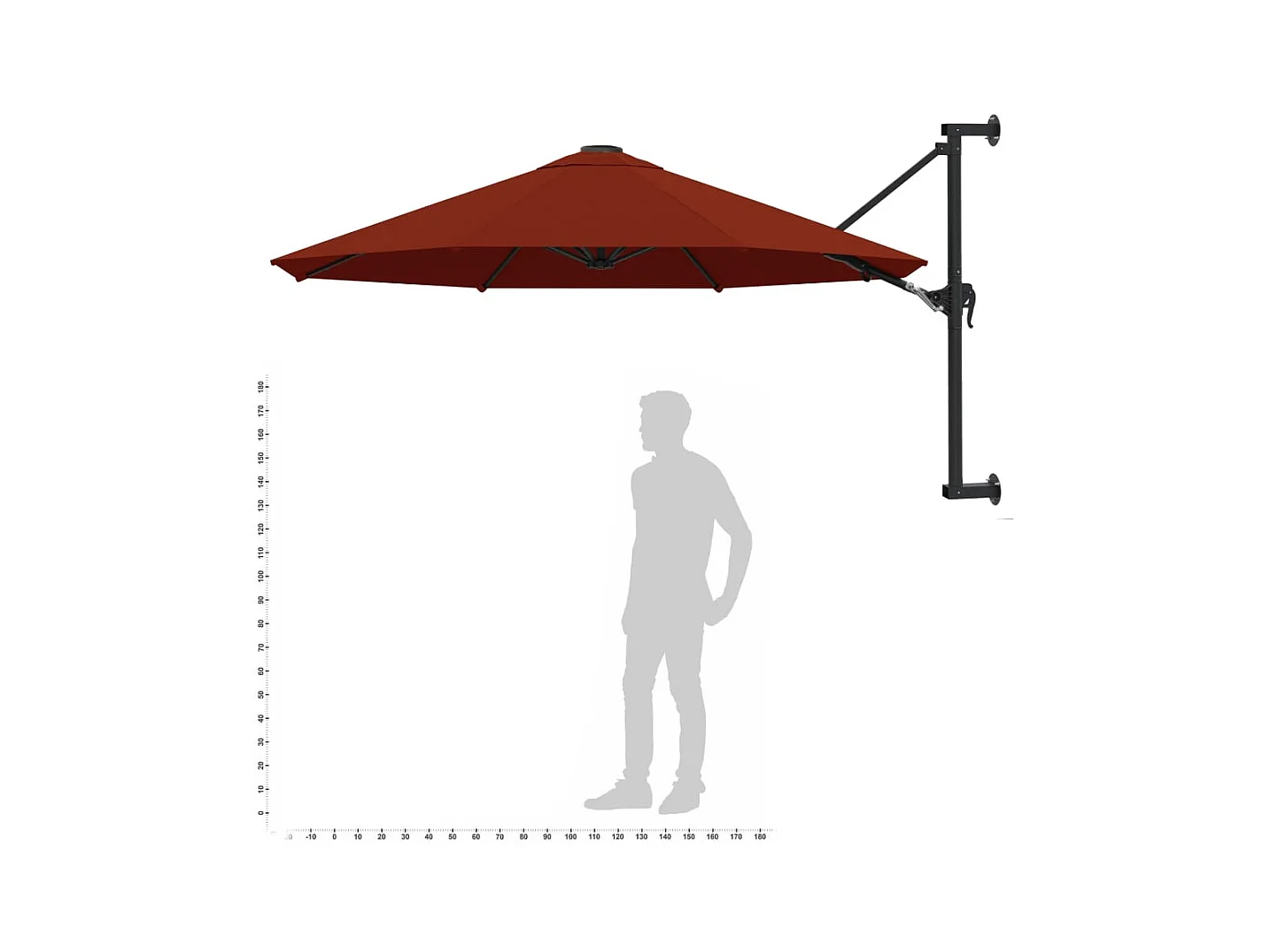 Berkeley  Parasol mural avec mât en métal 300 cm Terre cuite