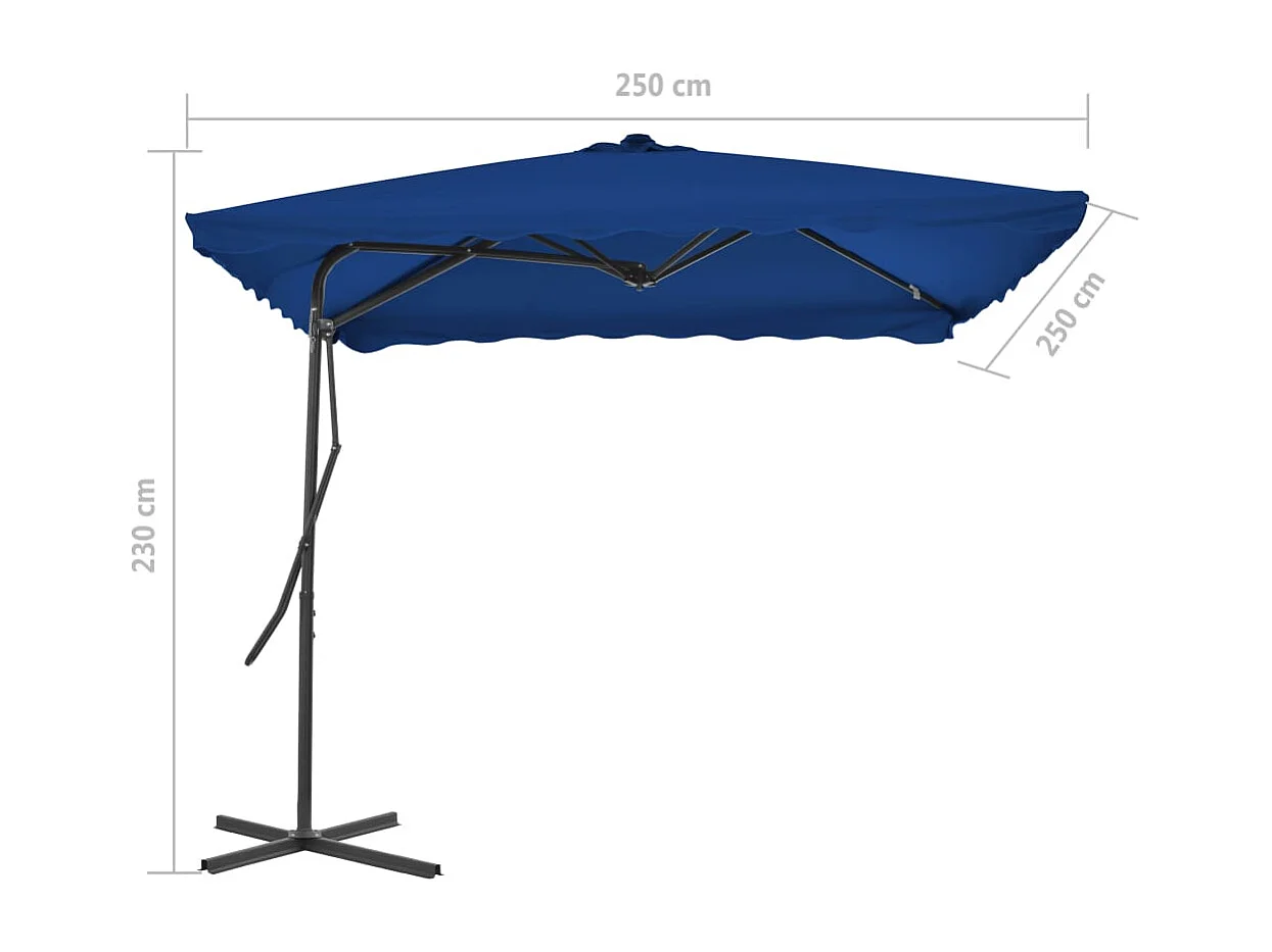 Lenard  Parasol de jardin avec mât en acier bleu 250x250x230 cm