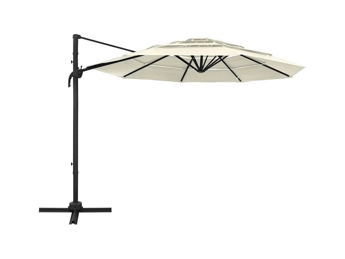 Roosendaal  Parasol de jardin à 4 niveaux avec mât en aluminium sable