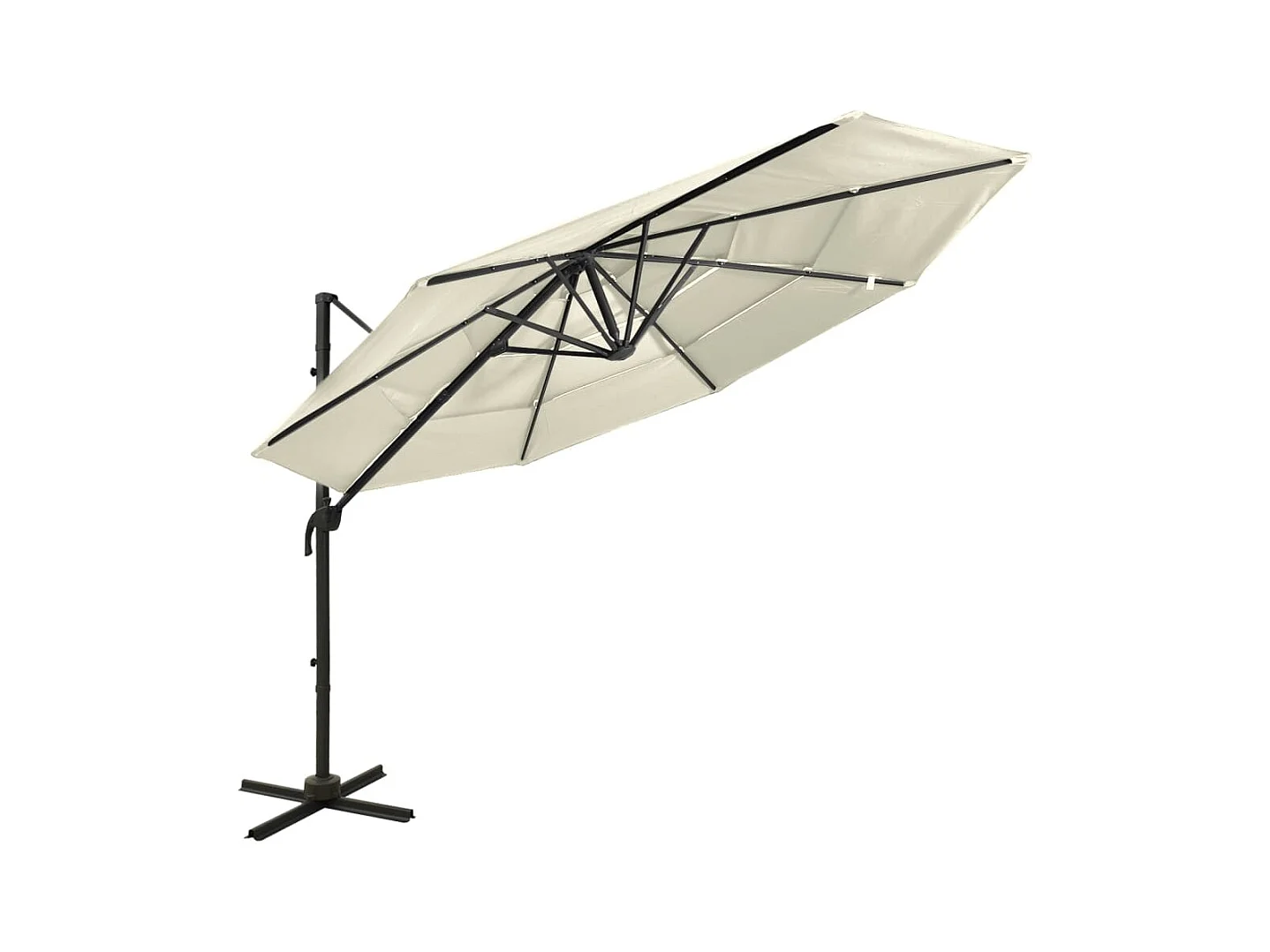 Roosendaal  Parasol de jardin à 4 niveaux avec mât en aluminium sable