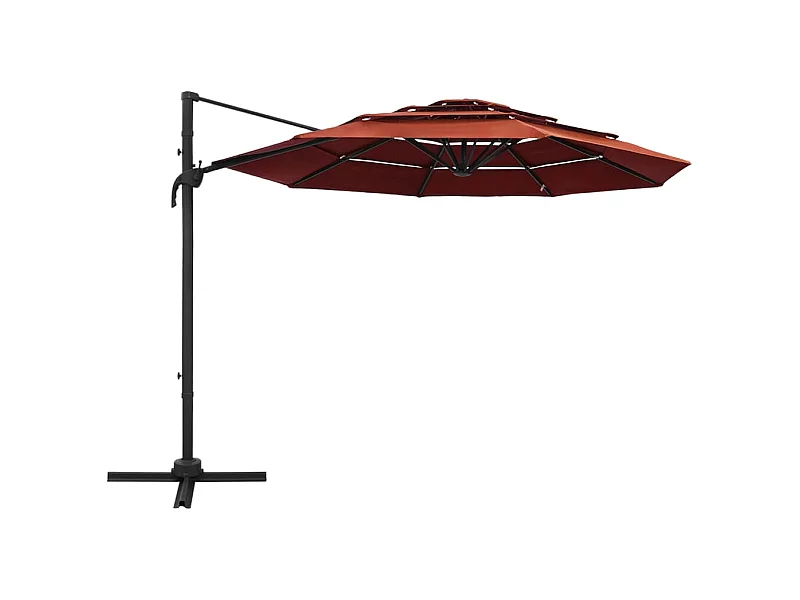 Roosendaal  Parasol de jardin à 4 niveaux avec mât en aluminium terre cuite