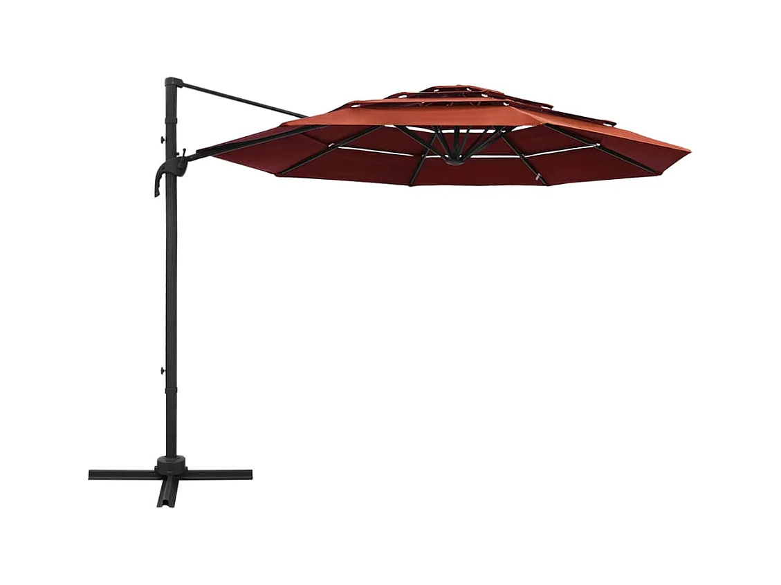 Roosendaal  Parasol de jardin à 4 niveaux avec mât en aluminium terre cuite