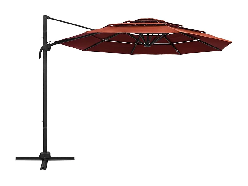 Roosendaal  Parasol de jardin à 4 niveaux avec mât en aluminium terre cuite