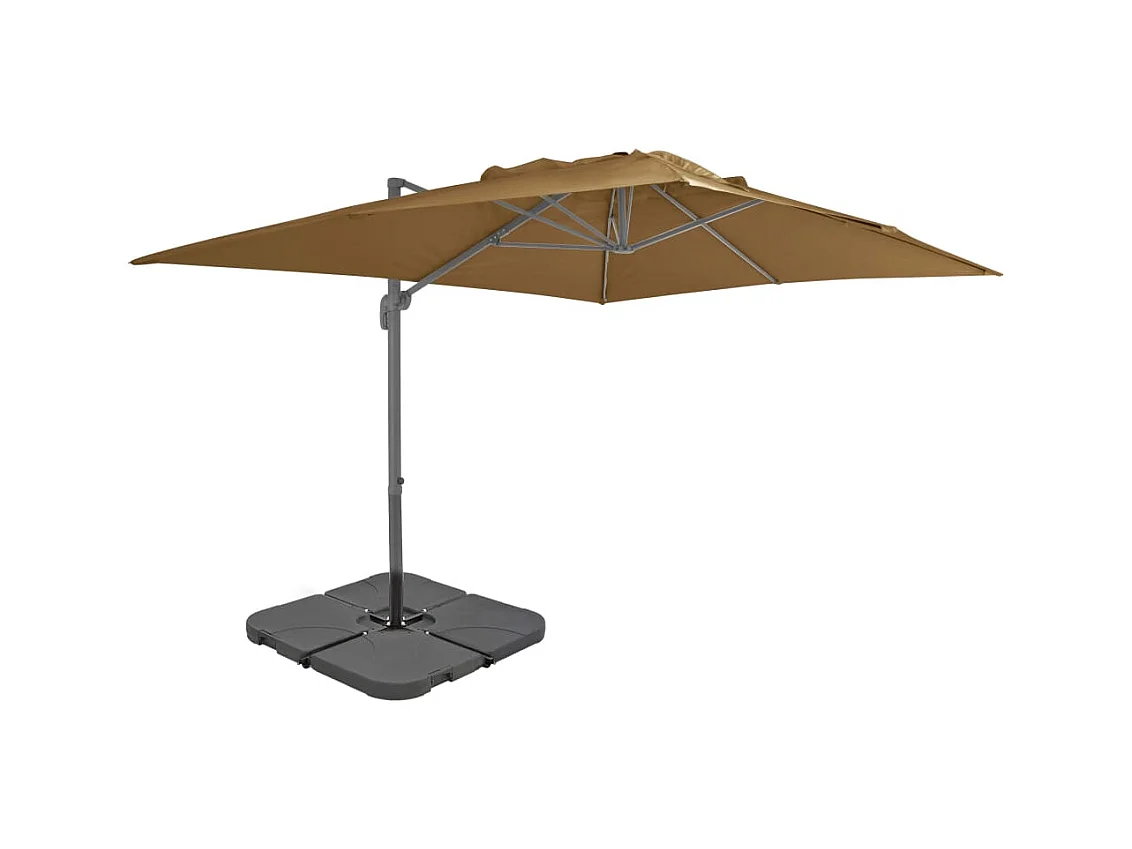 Gunn  Parasol de jardin avec base portable taupe