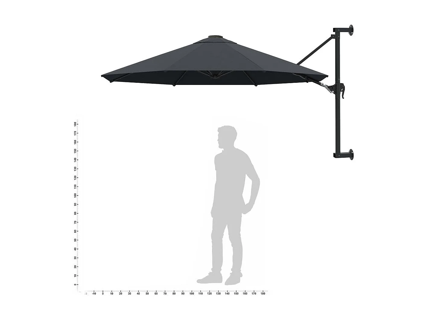 Berkeley  Parasol mural avec mât métallique 300 cm Anthracite