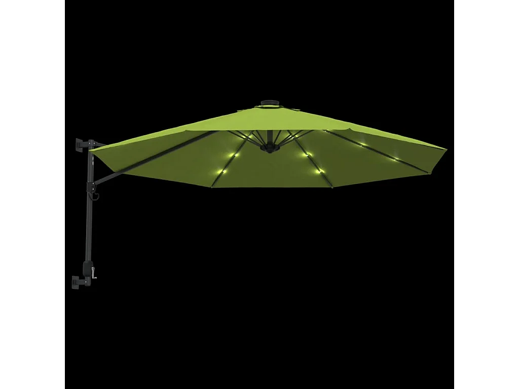 Jorikur  Wandparasol met LEDs 290 cm appelgroen