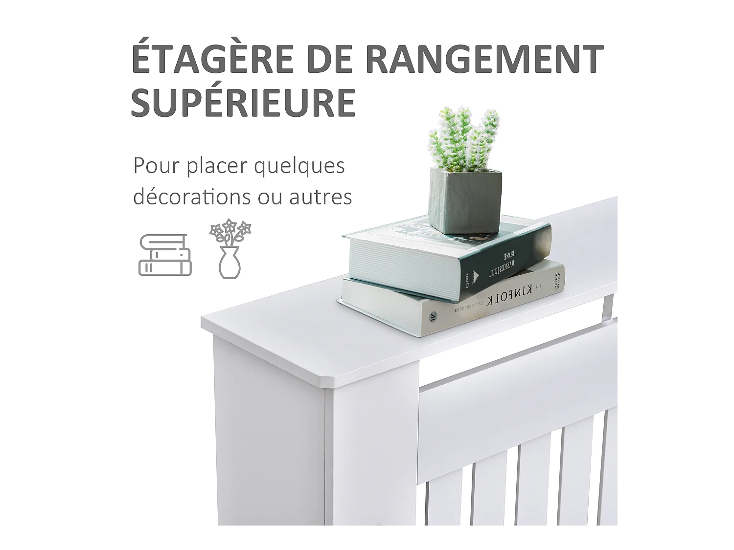 Cache-radiateur design panneau cabinet 112L x 19l x 81H cm MDF blanc