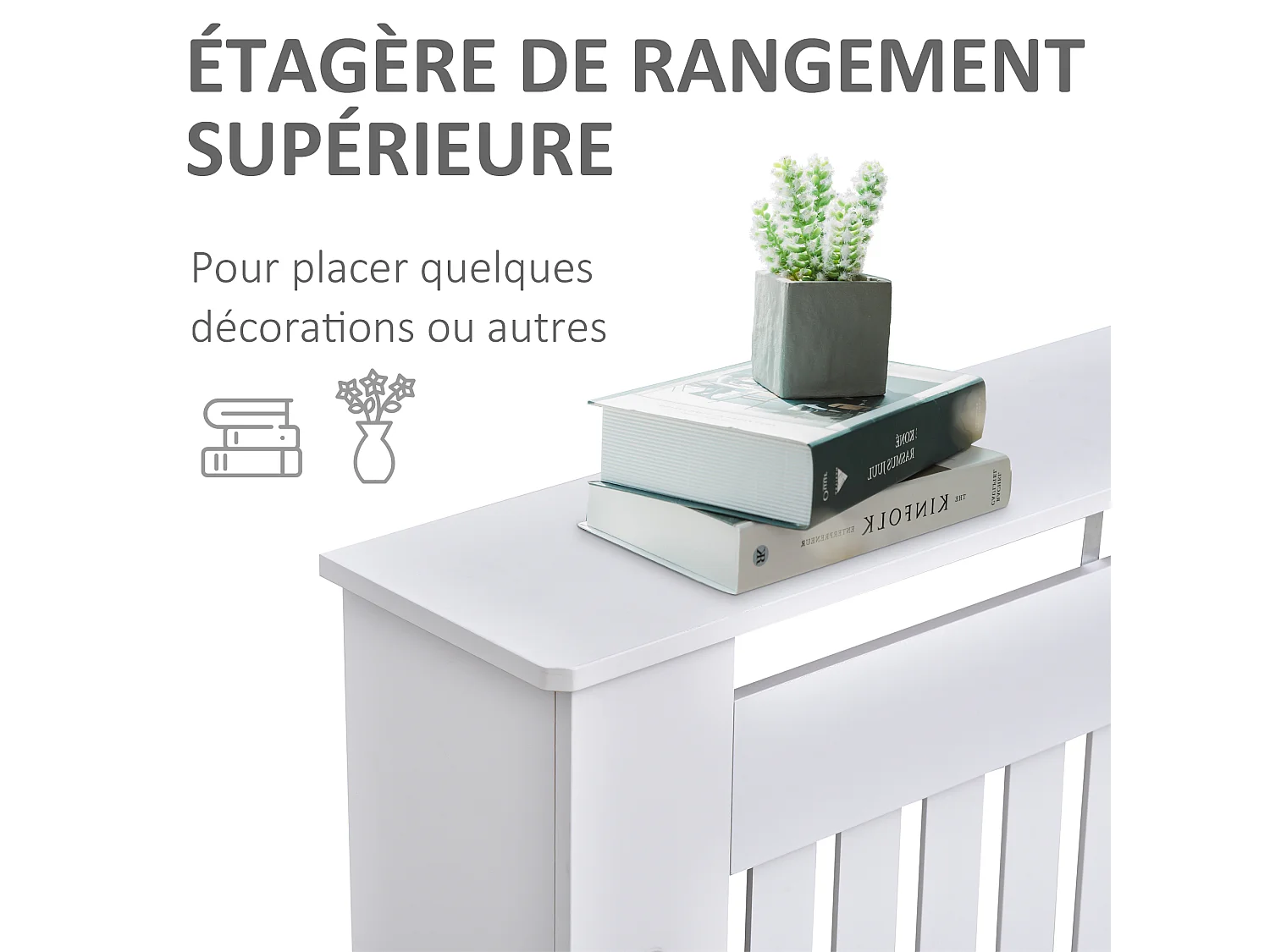 Cache-radiateur design panneau cabinet 112L x 19l x 81H cm MDF blanc