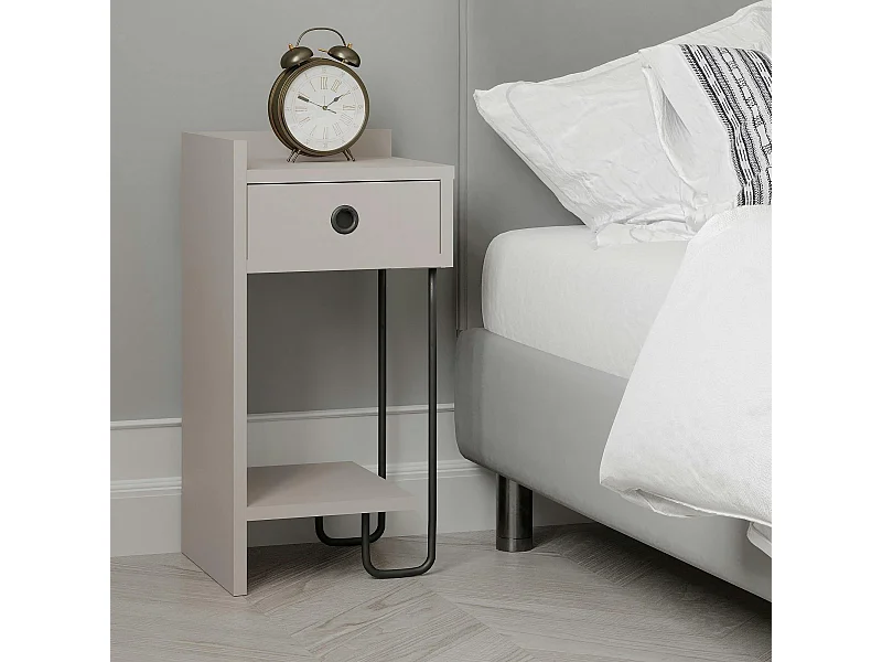 Chevet moderne moka - 1 niche ouverte, côté gauche JENA