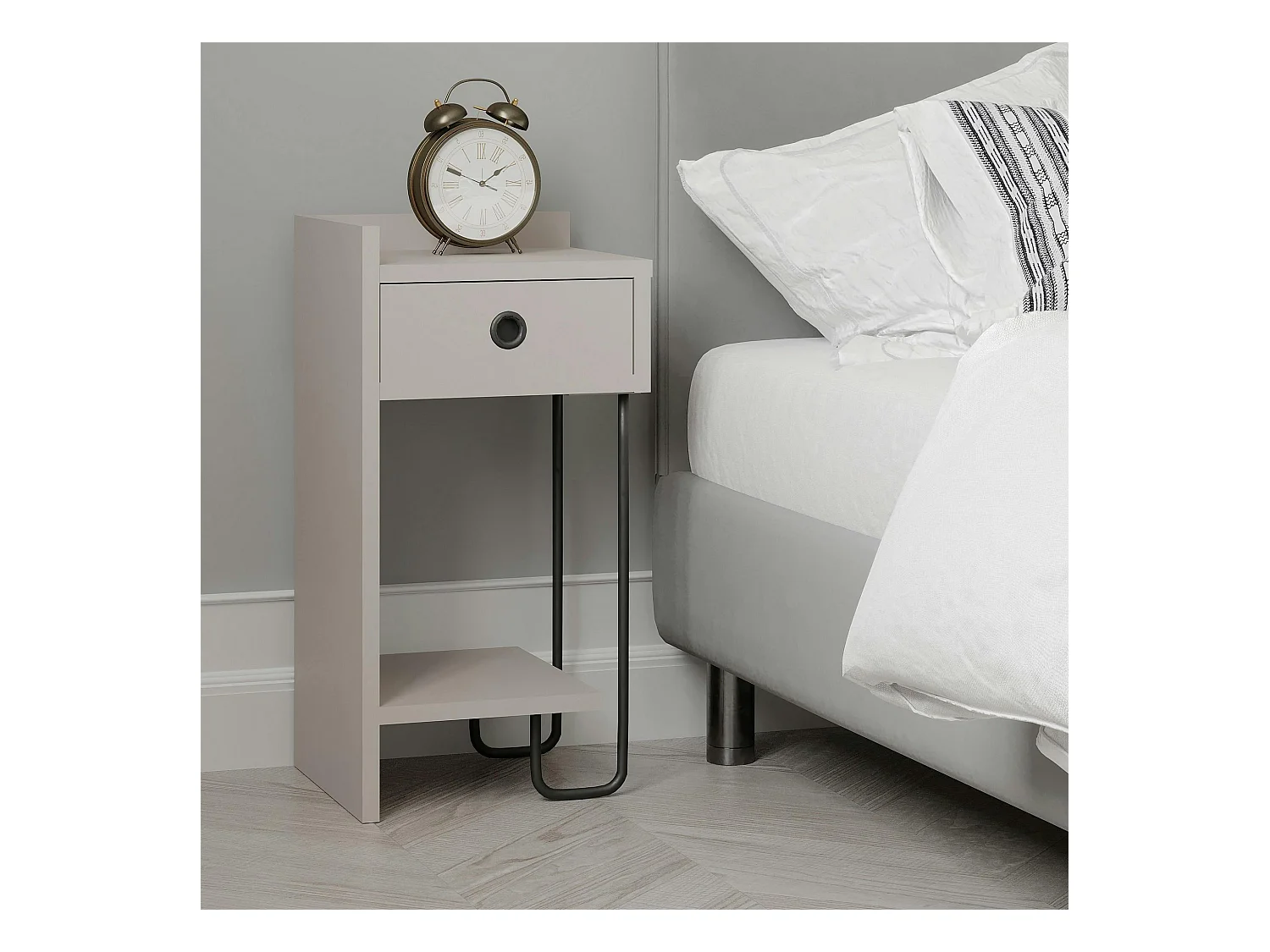 Chevet moderne moka - 1 niche ouverte, côté gauche JENA