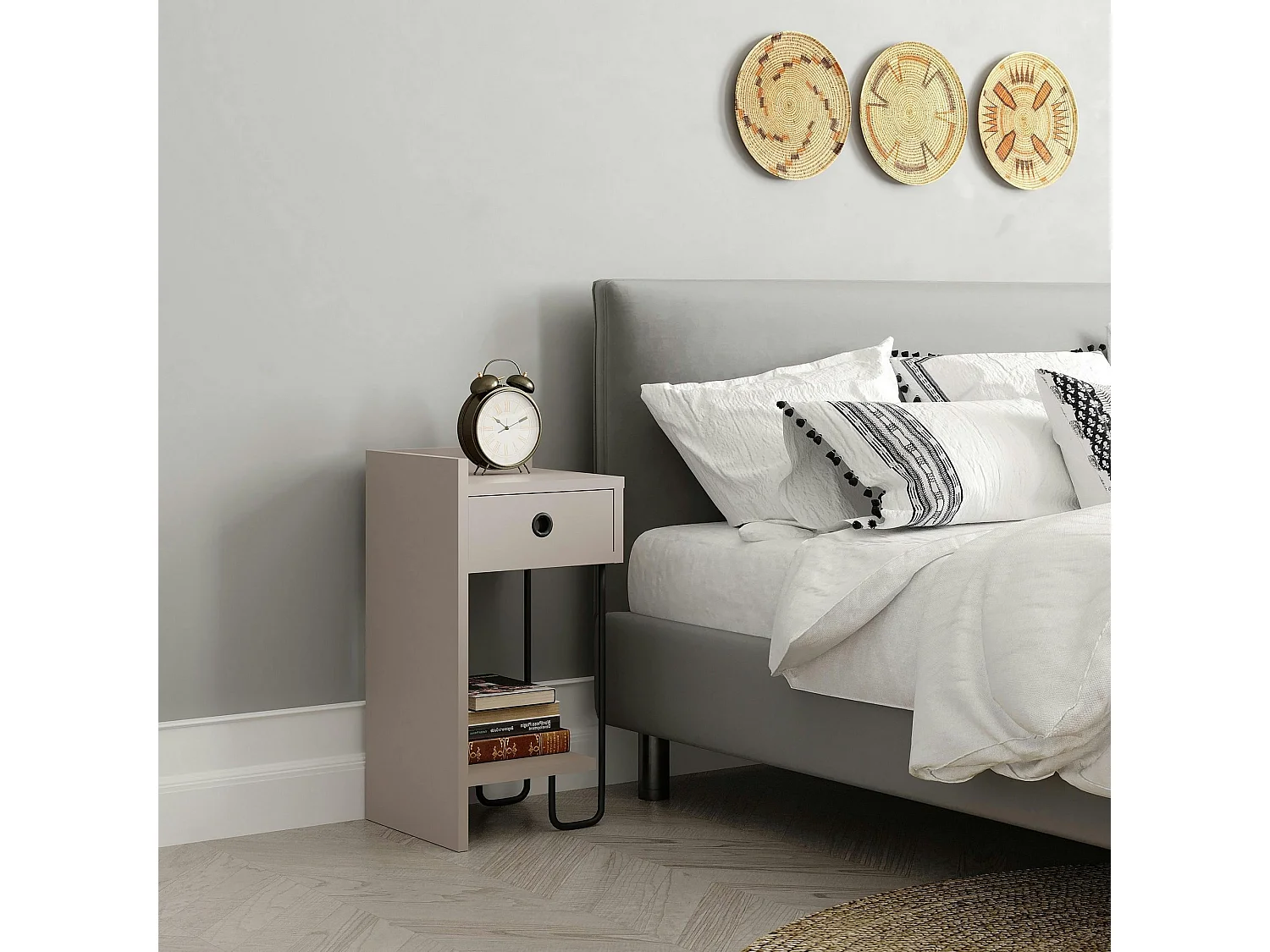 Chevet moderne moka - 1 niche ouverte, côté gauche JENA