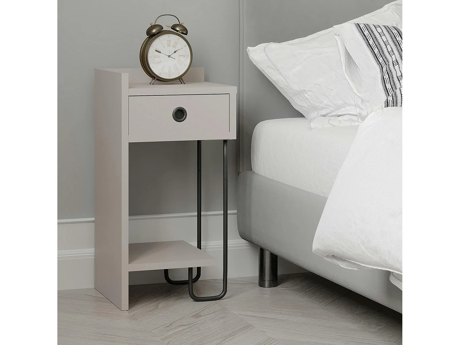 Chevet moderne moka - 1 niche ouverte, côté gauche JENA