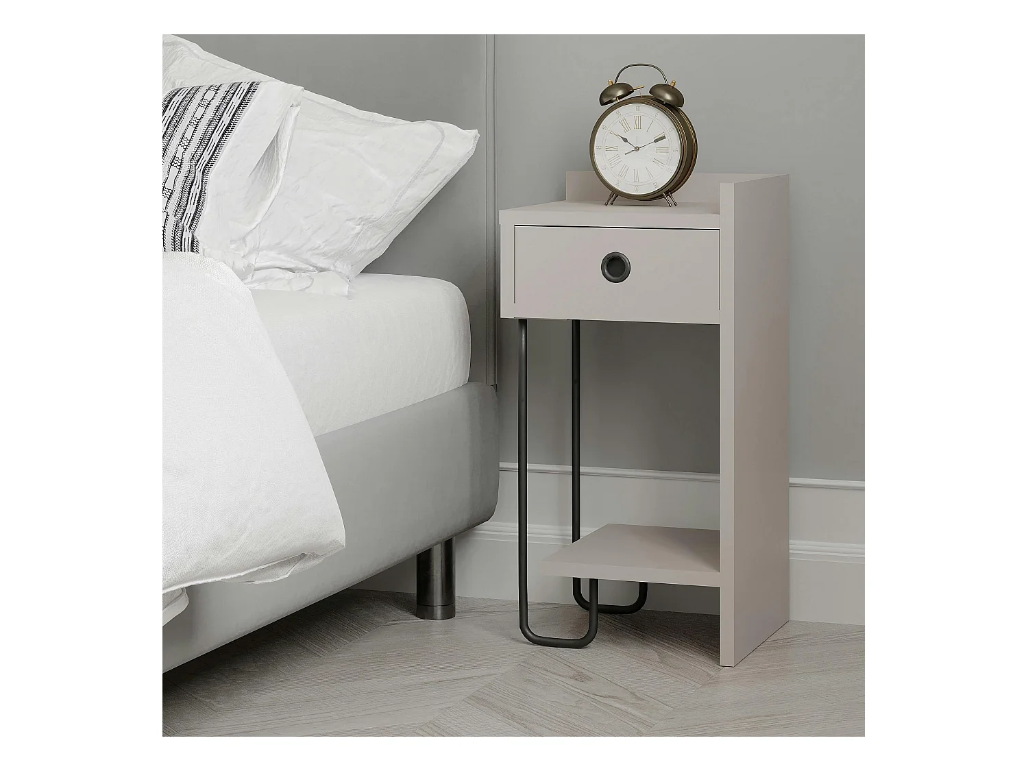 Chevet moderne moka - 1 niche ouverte, côté droit JENA