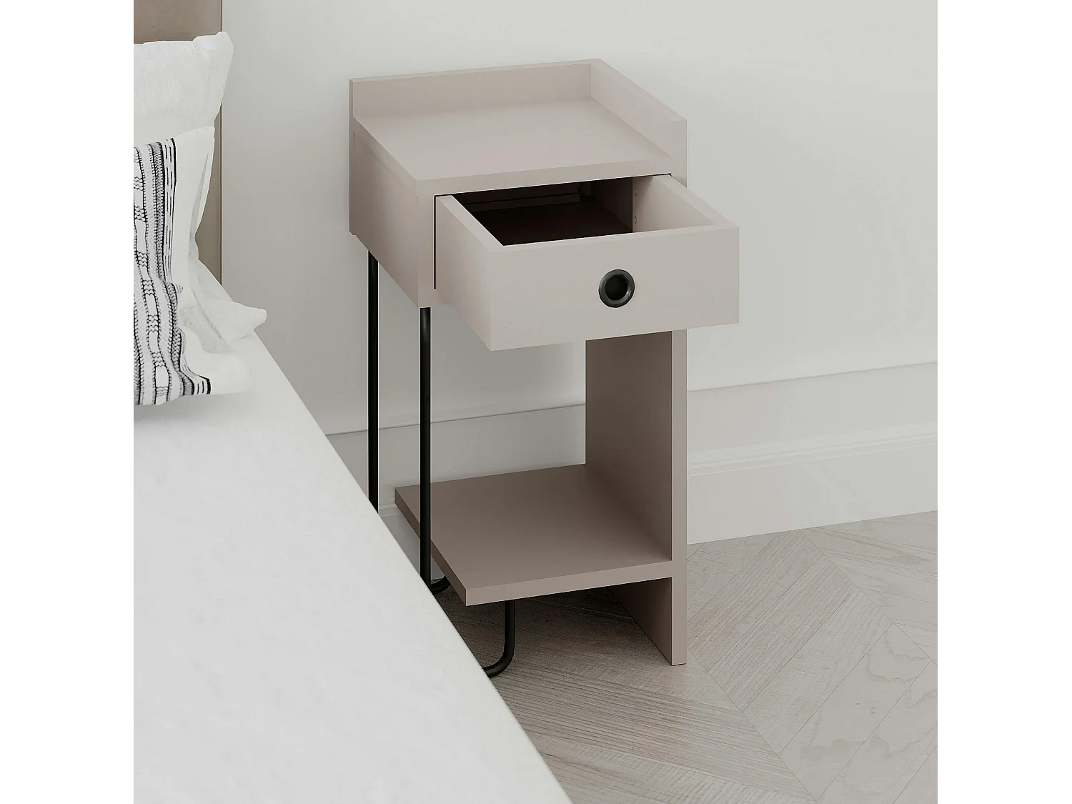 Chevet moderne moka - 1 niche ouverte, côté droit JENA