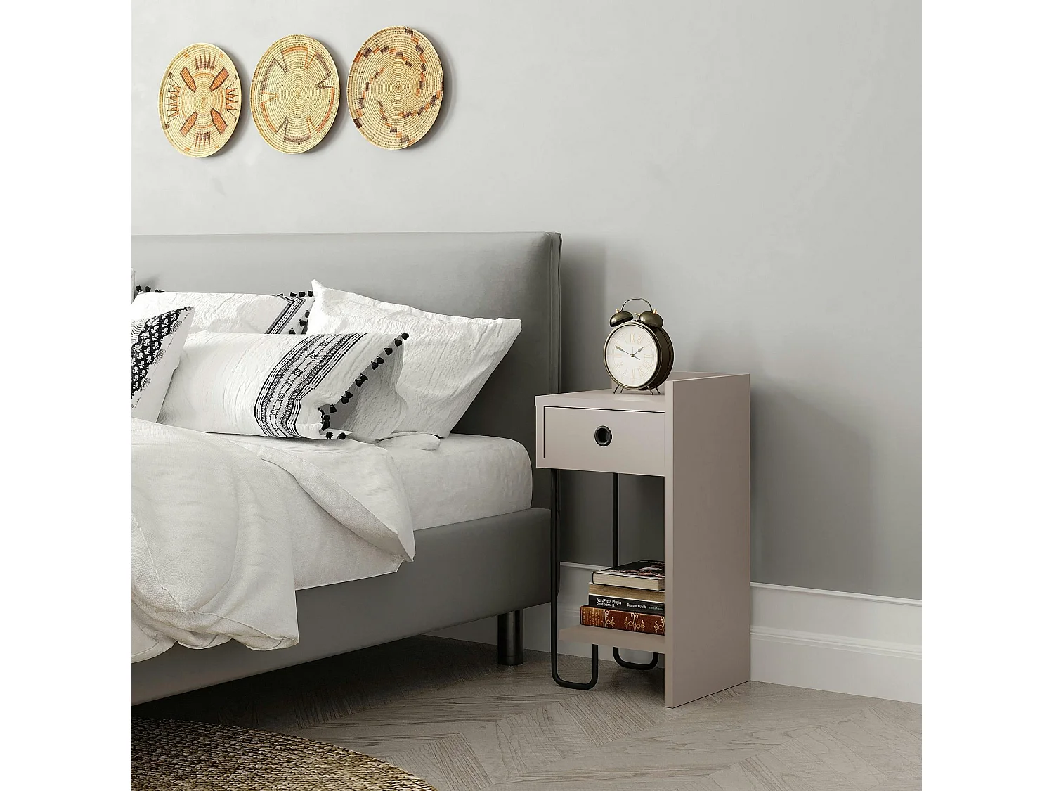 Chevet moderne moka - 1 niche ouverte, côté droit JENA