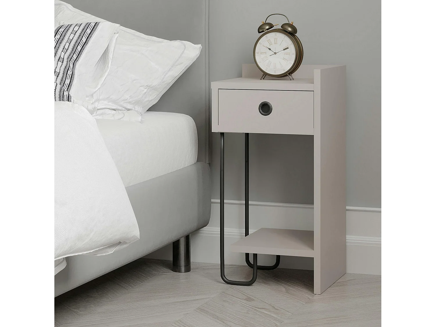 Chevet moderne moka - 1 niche ouverte, côté droit JENA