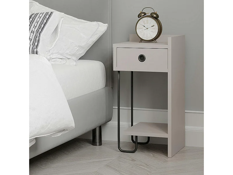 Chevet moderne moka - 1 niche ouverte, côté droit JENA