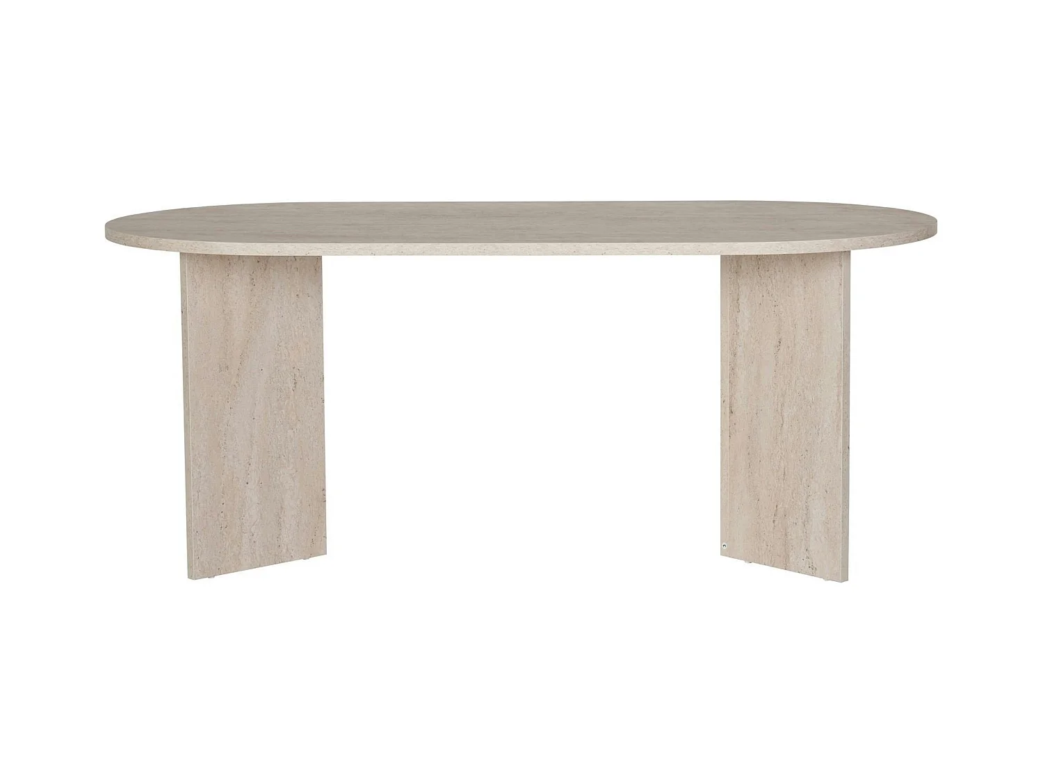 Table à manger moderne effet travertin pieds en V 180 cm MARFA