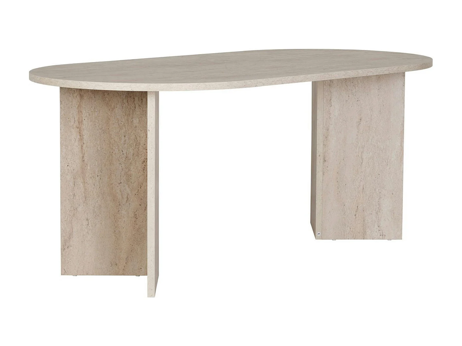 Table à manger moderne effet travertin pieds en V 180 cm MARFA