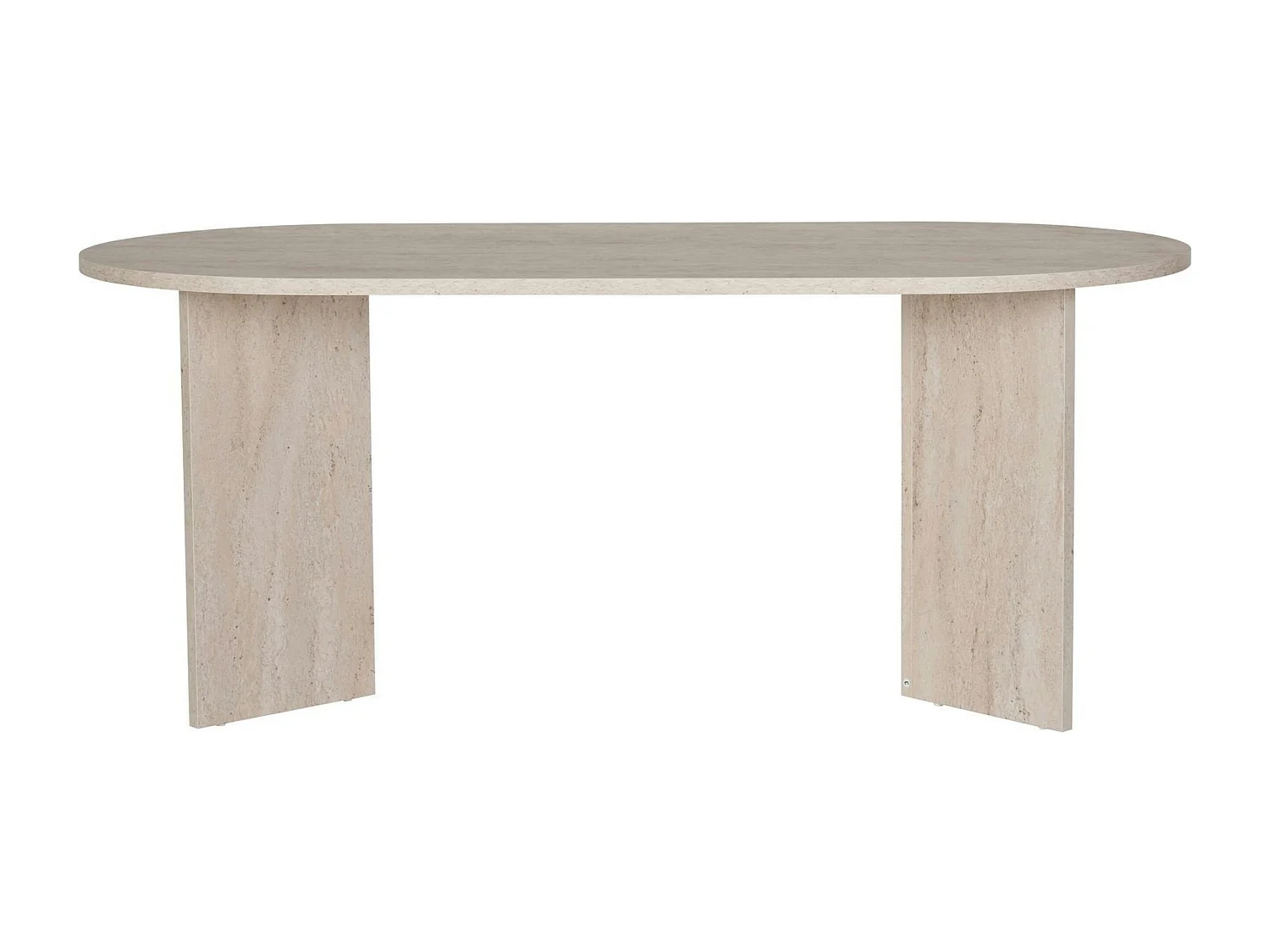 Table à manger moderne effet travertin pieds en V 180 cm MARFA