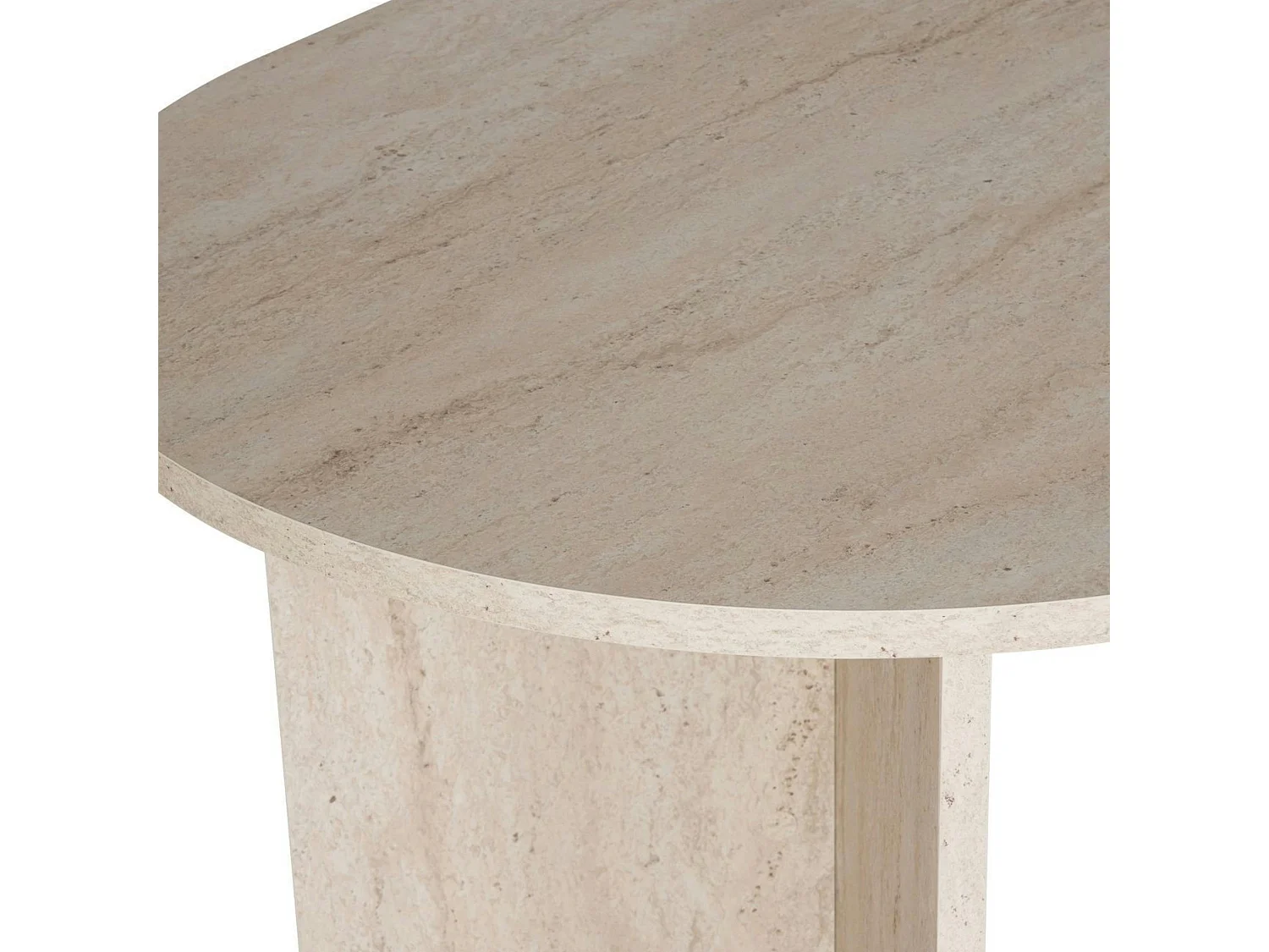 Table à manger moderne effet travertin pieds en V 180 cm MARFA