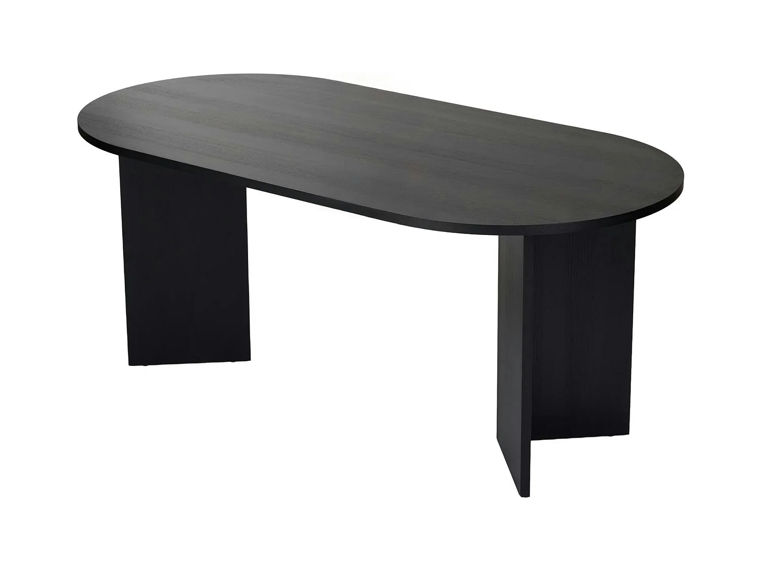 Table à manger moderne noire effet bois pieds en V 180 cm MARFA