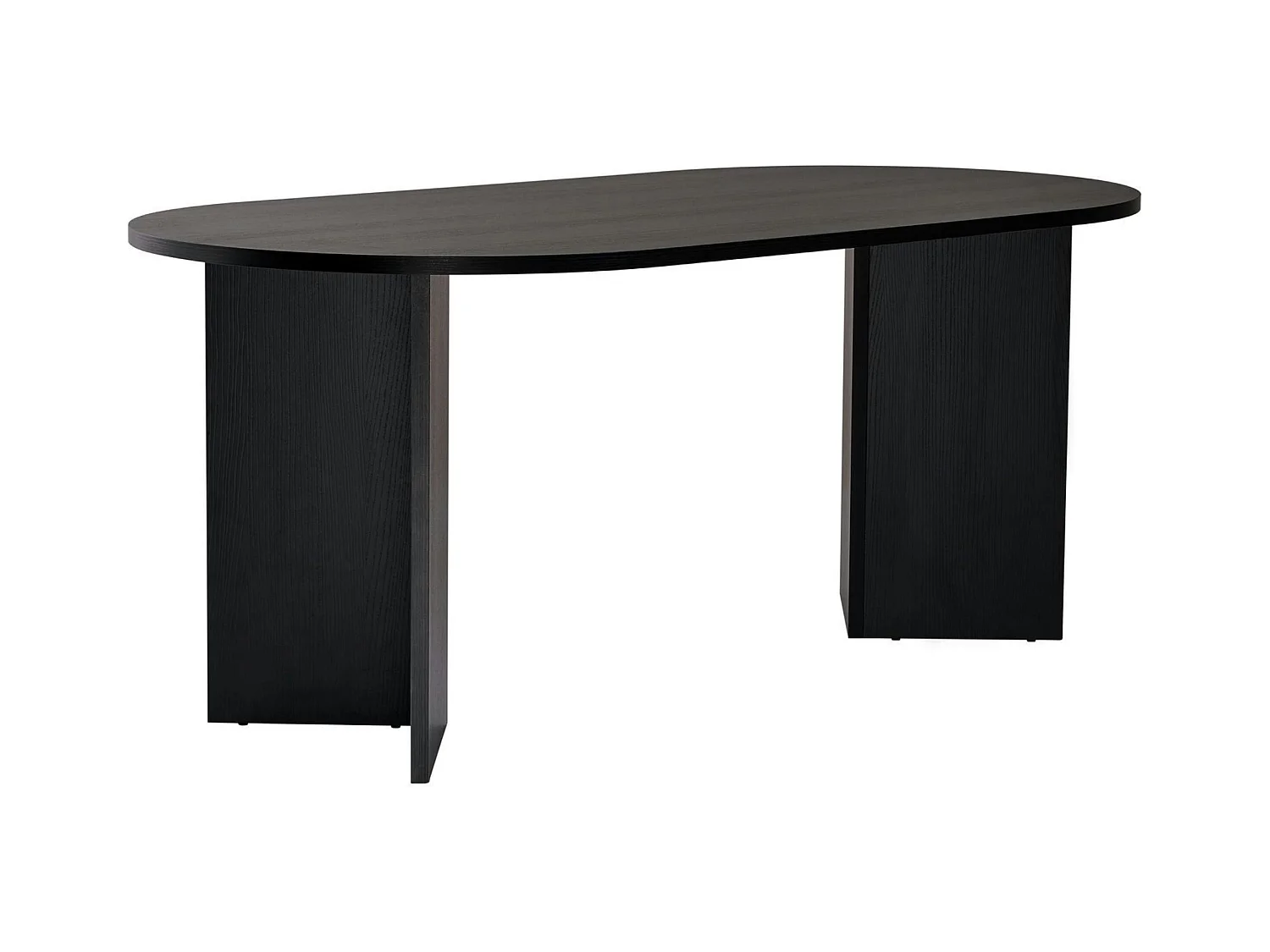 Table à manger moderne noire effet bois pieds en V 180 cm MARFA