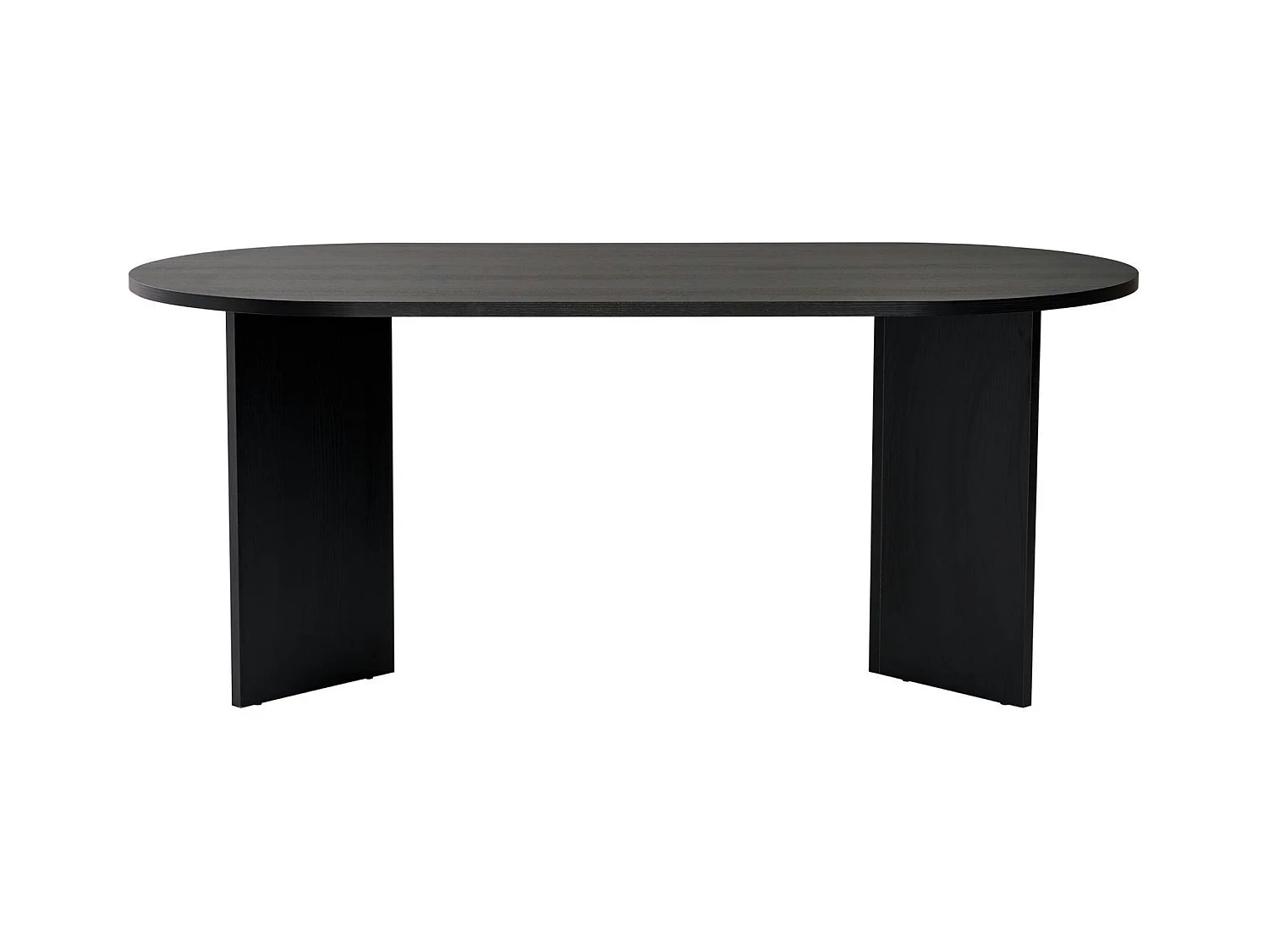 Table à manger moderne noire effet bois pieds en V 180 cm MARFA