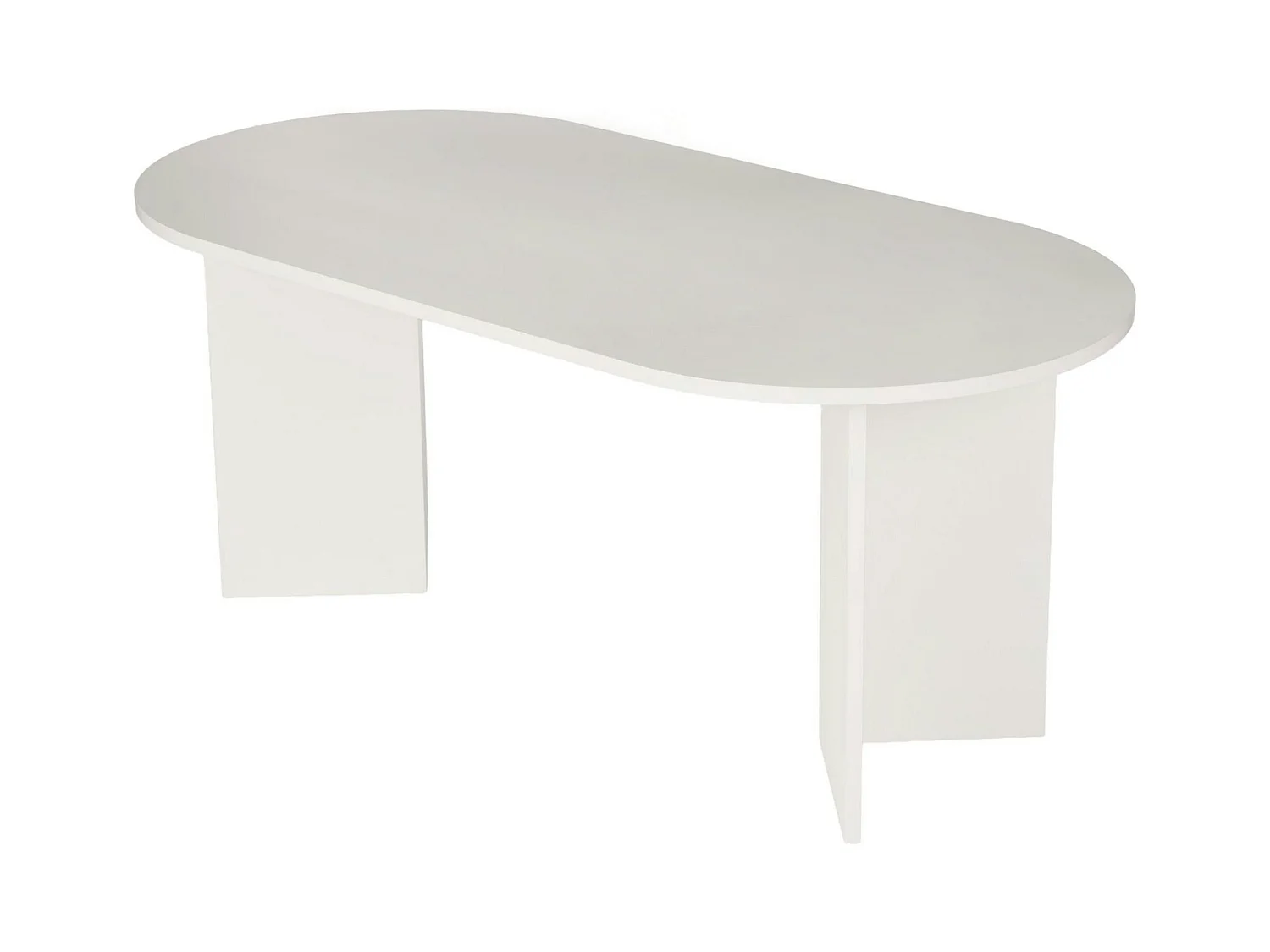 Table à manger moderne blanche effet bois pieds en V 180 cm MARFA