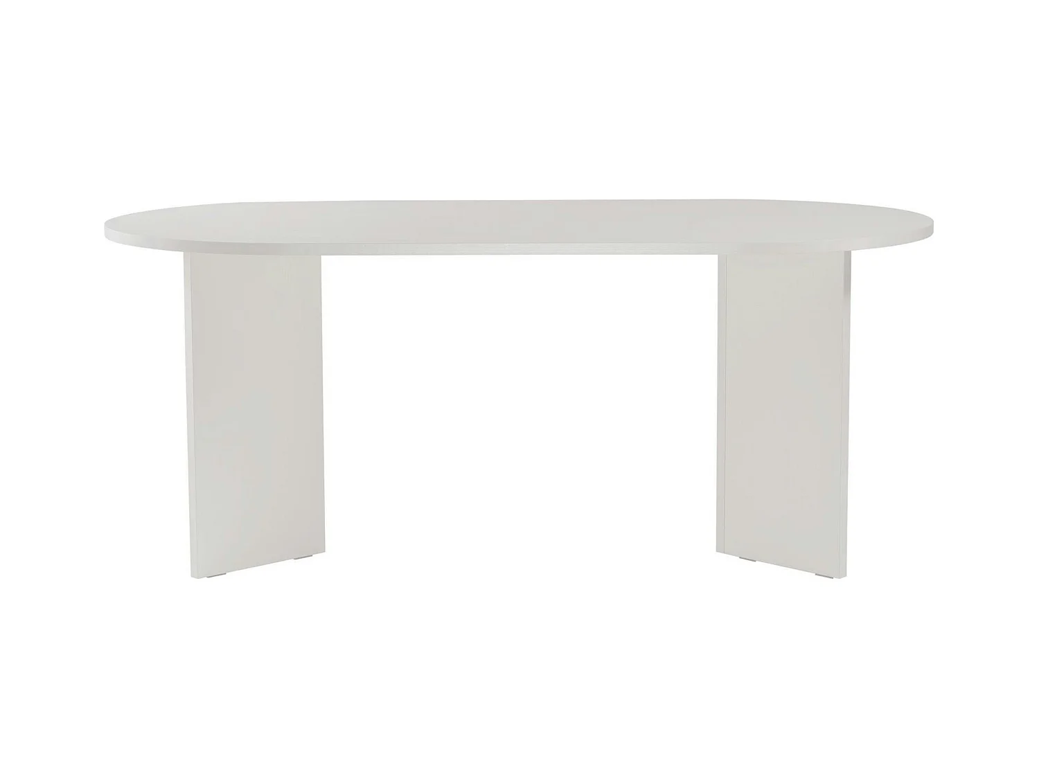 Table à manger moderne blanche effet bois pieds en V 180 cm MARFA