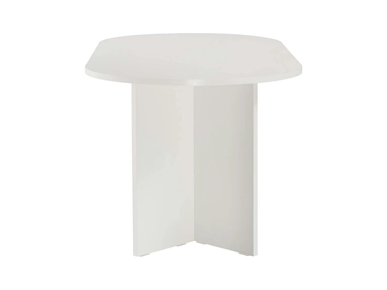 Table à manger moderne blanche effet bois pieds en V 180 cm MARFA