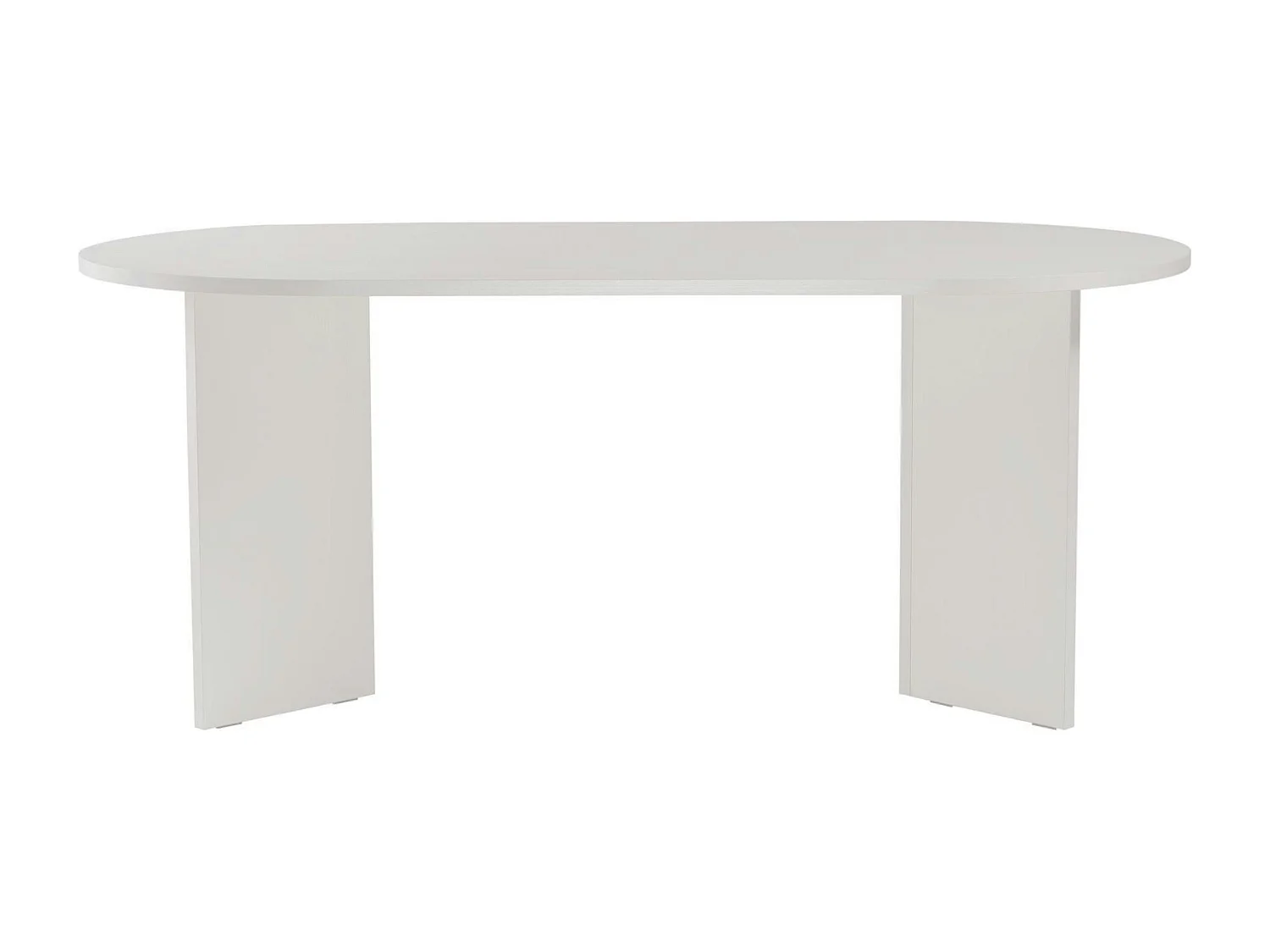 Table à manger moderne blanche effet bois pieds en V 180 cm MARFA