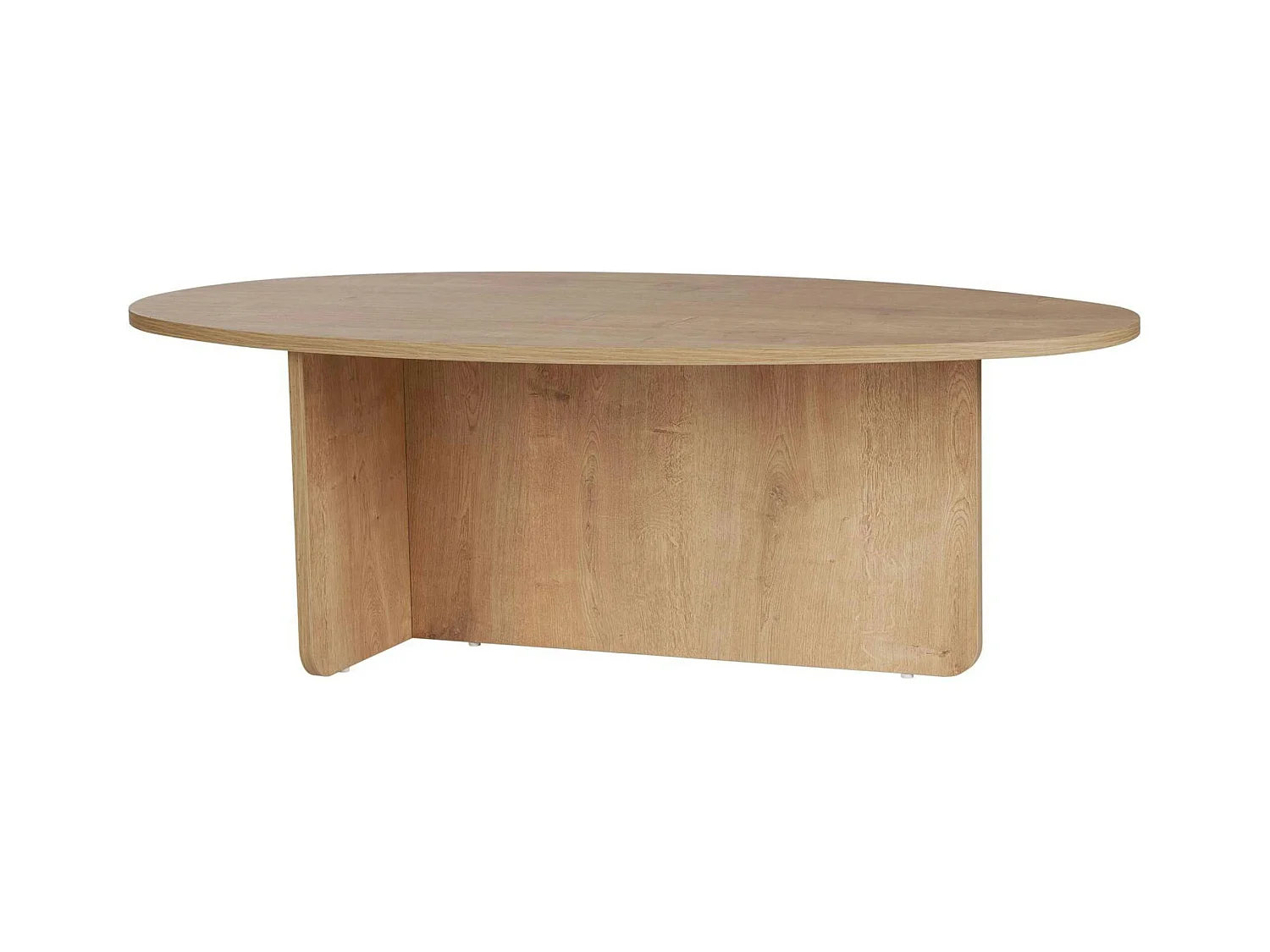 Table basse moderne ovale effet bois clair – pied en T MARFA
