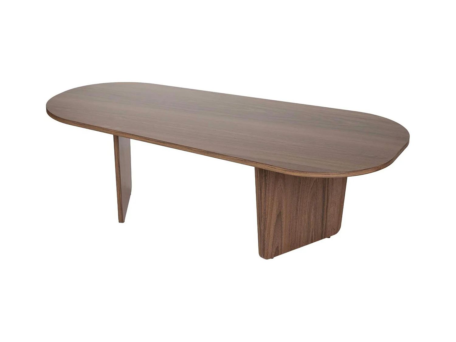 Table basse design organique effet noyer, pieds obliques MARFA