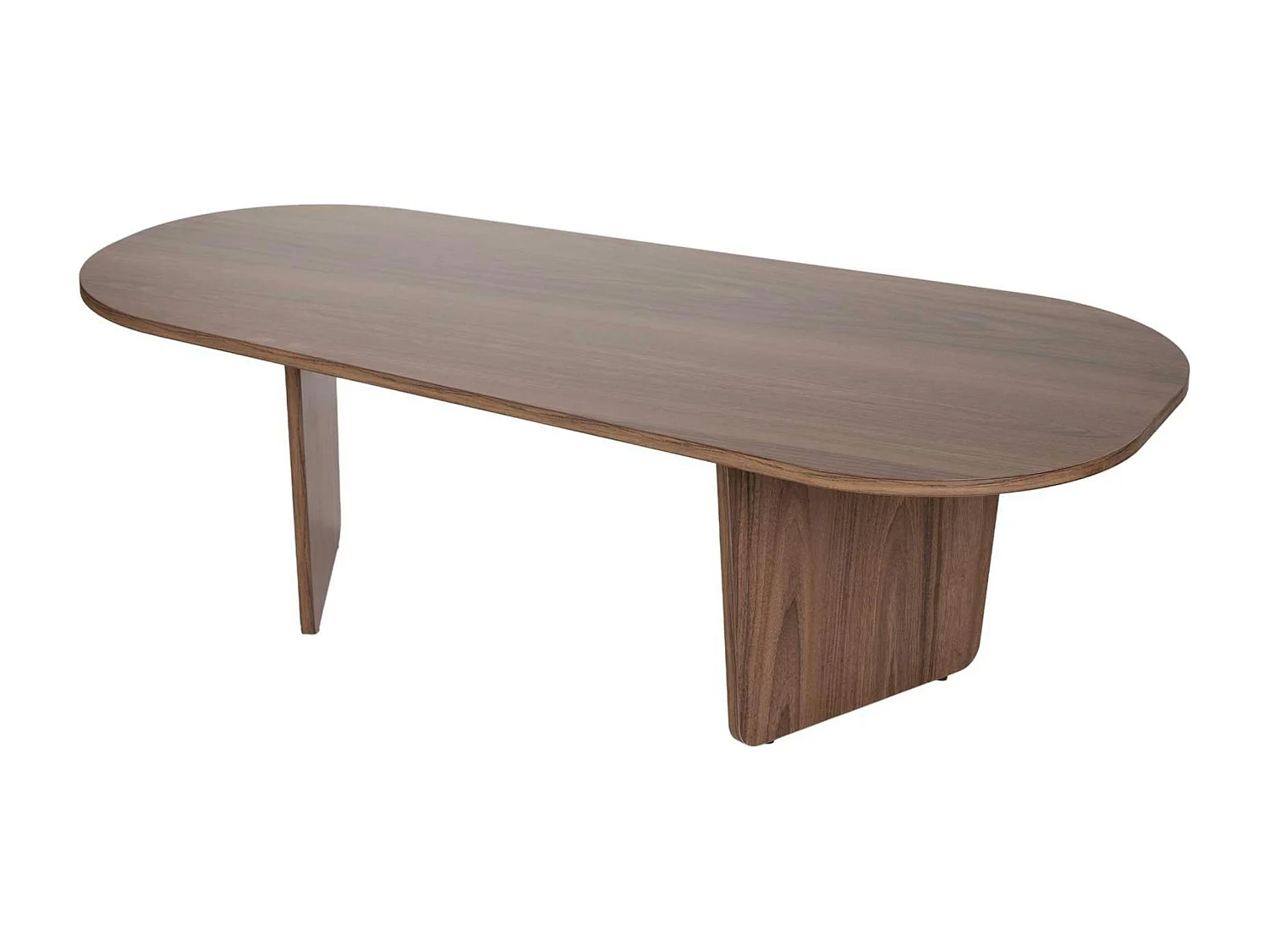 Table basse design organique effet noyer, pieds obliques MARFA