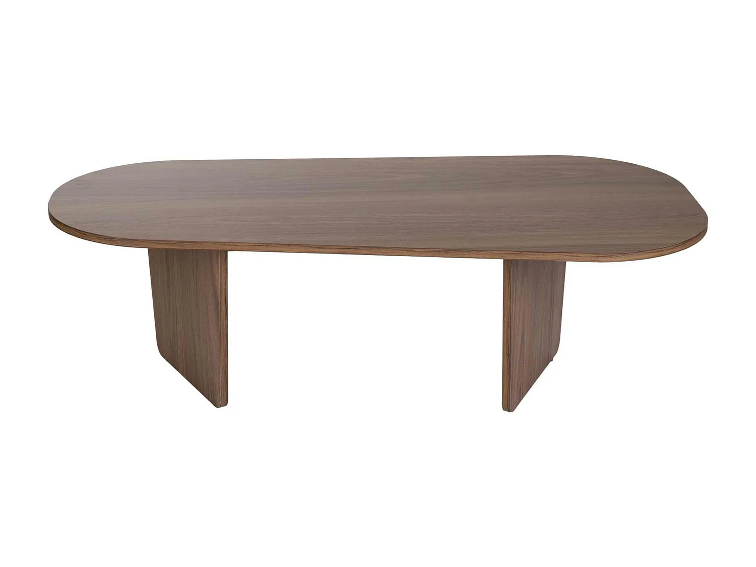 Table basse design organique effet noyer, pieds obliques MARFA