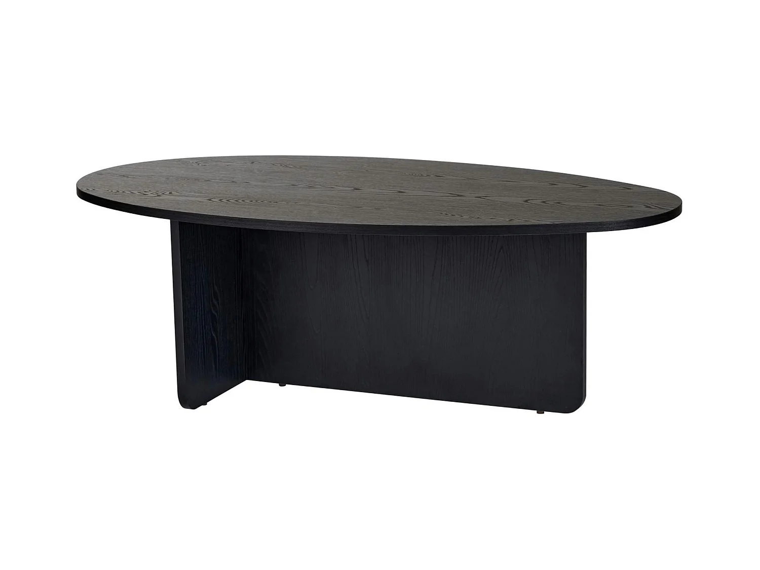 Table basse moderne ovale effet bois noir – pied en T MARFA