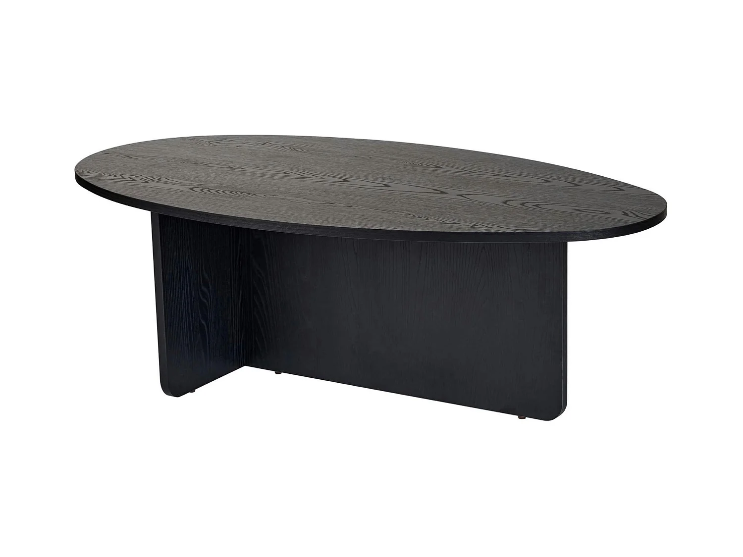 Table basse moderne ovale effet bois noir – pied en T MARFA