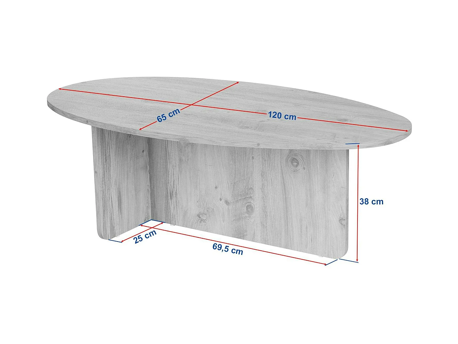 Table basse moderne ovale effet bois noir – pied en T MARFA