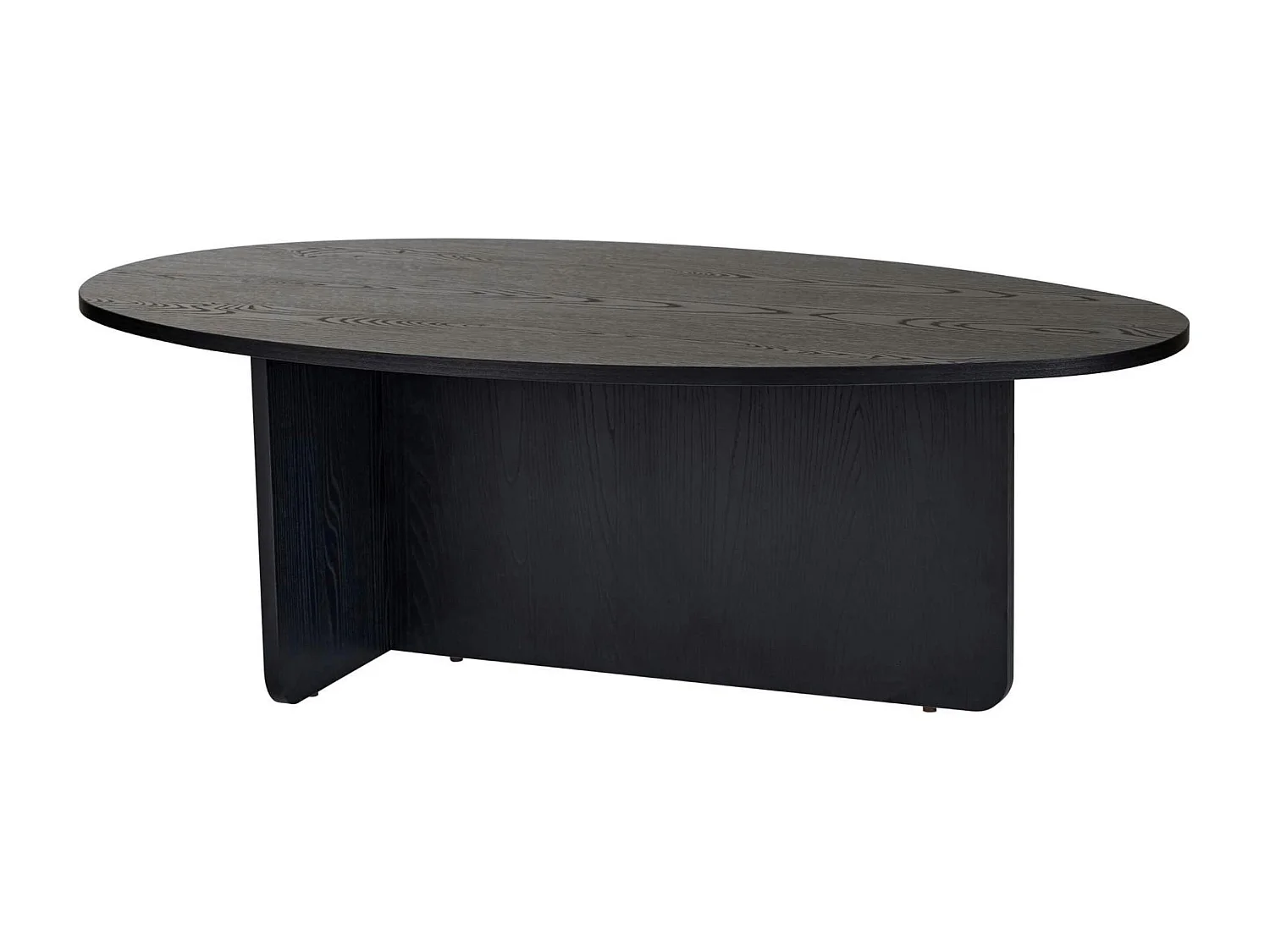 Table basse moderne ovale effet bois noir – pied en T MARFA