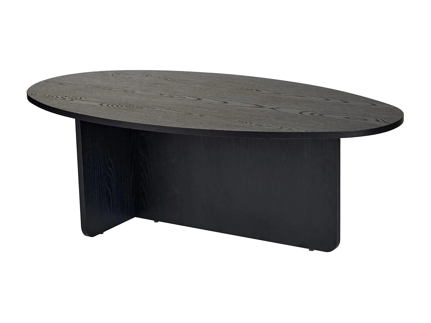 Table basse moderne ovale effet bois noir – pied en T MARFA