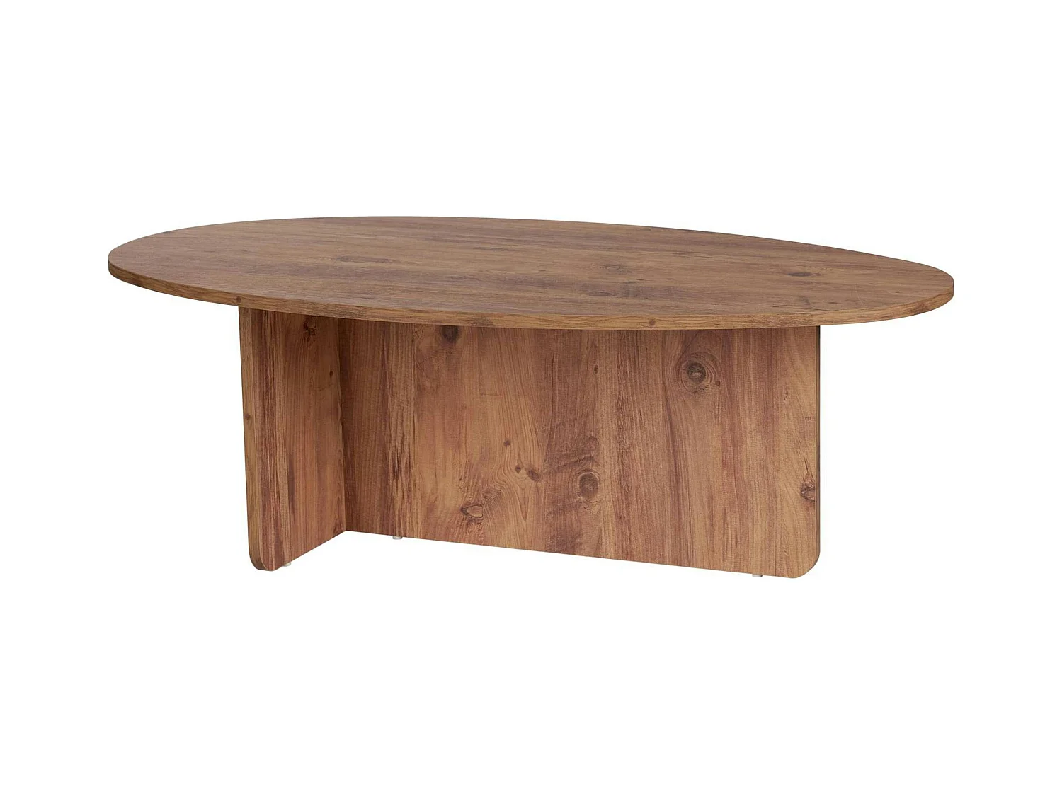 Table basse moderne ovale effet pin – pied en T MARFA