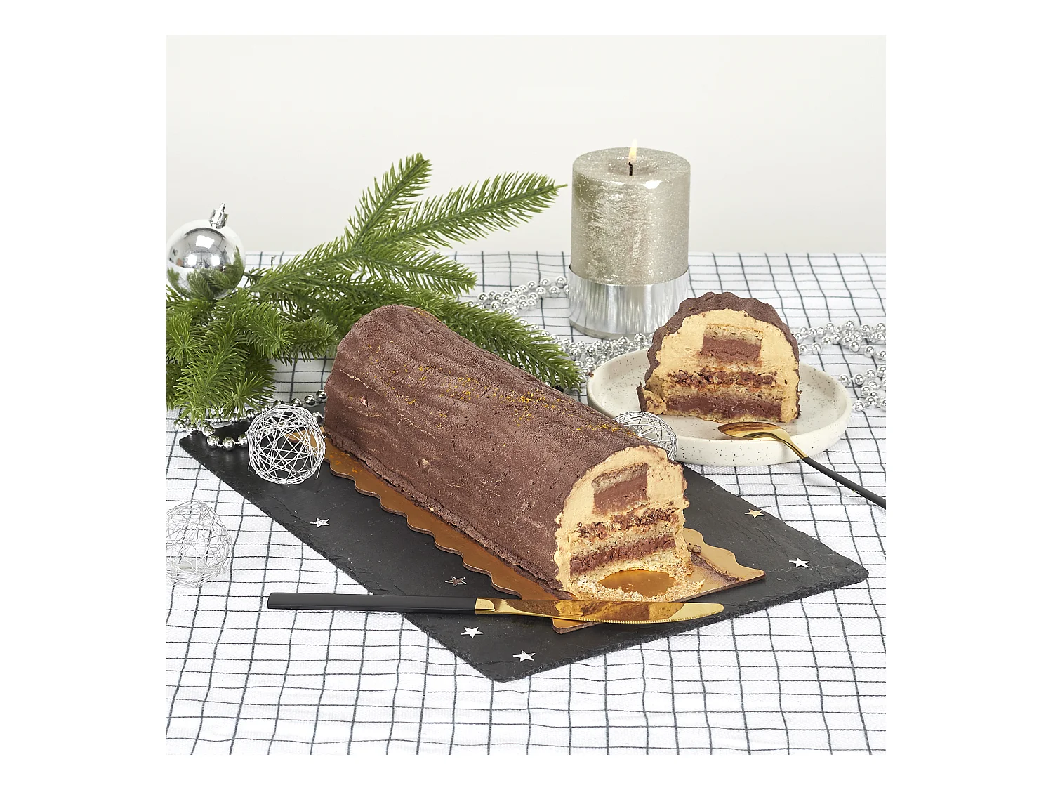 Moule à Bûche "Tapis Reliefs" 28cm Noir & Or